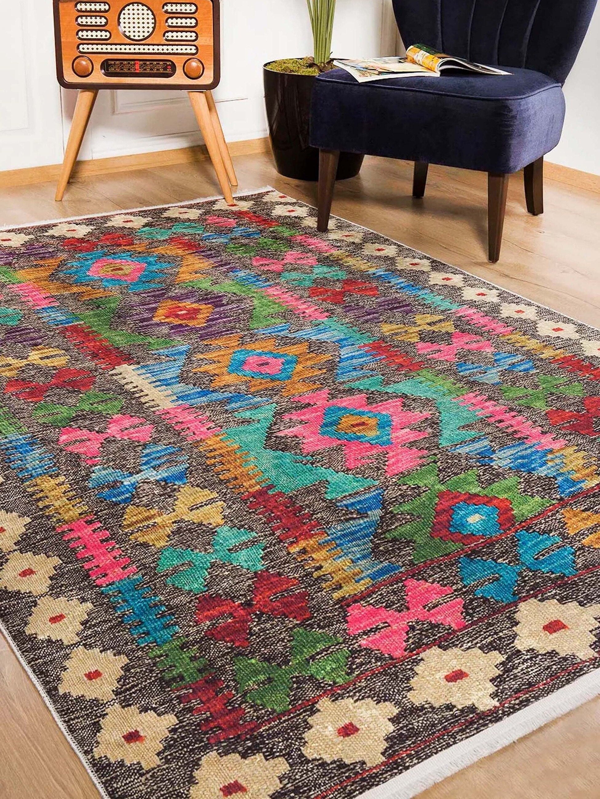 Safra Turkish Colorful Kilim Rug