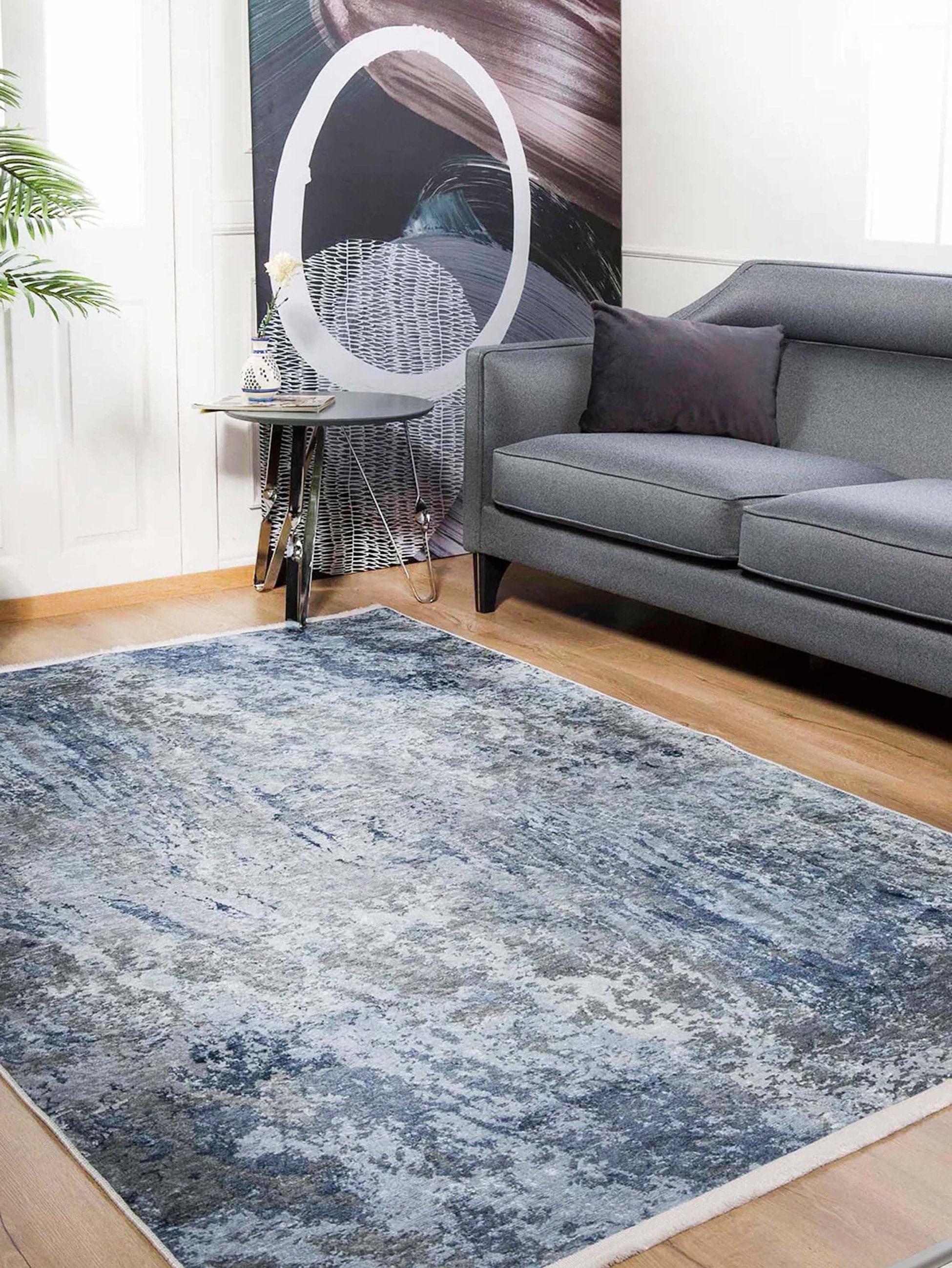 Saka Abstract Blue Gray Rug