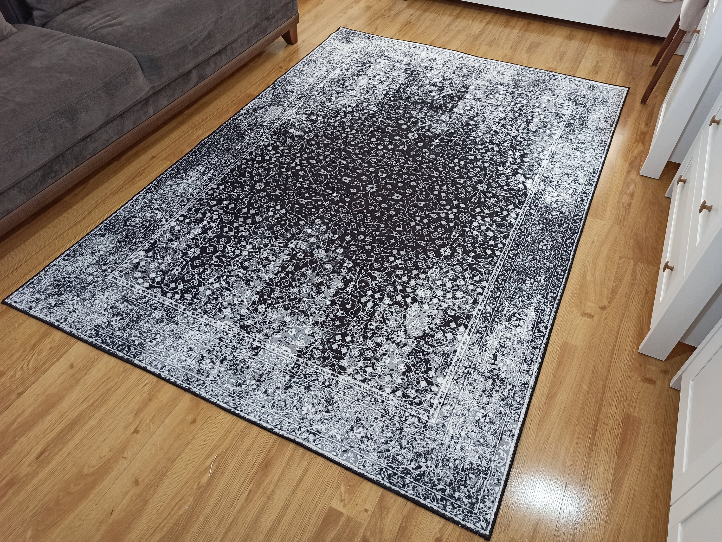 Sala Modern Black Gray Striped Rug