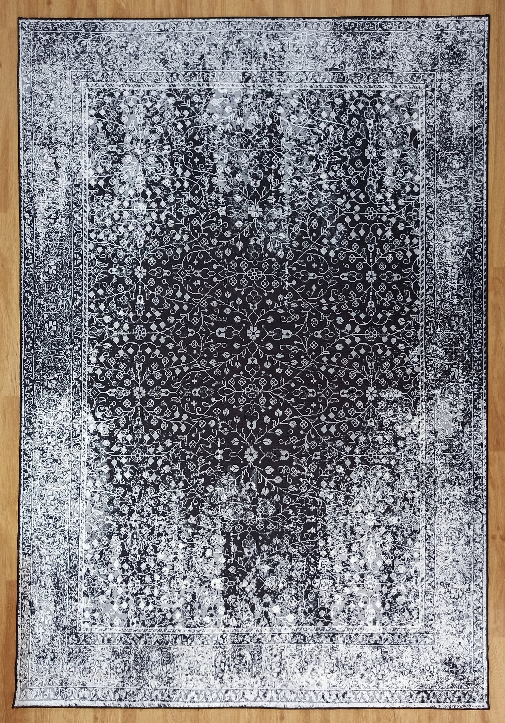 Sala Modern Black Gray Striped Rug