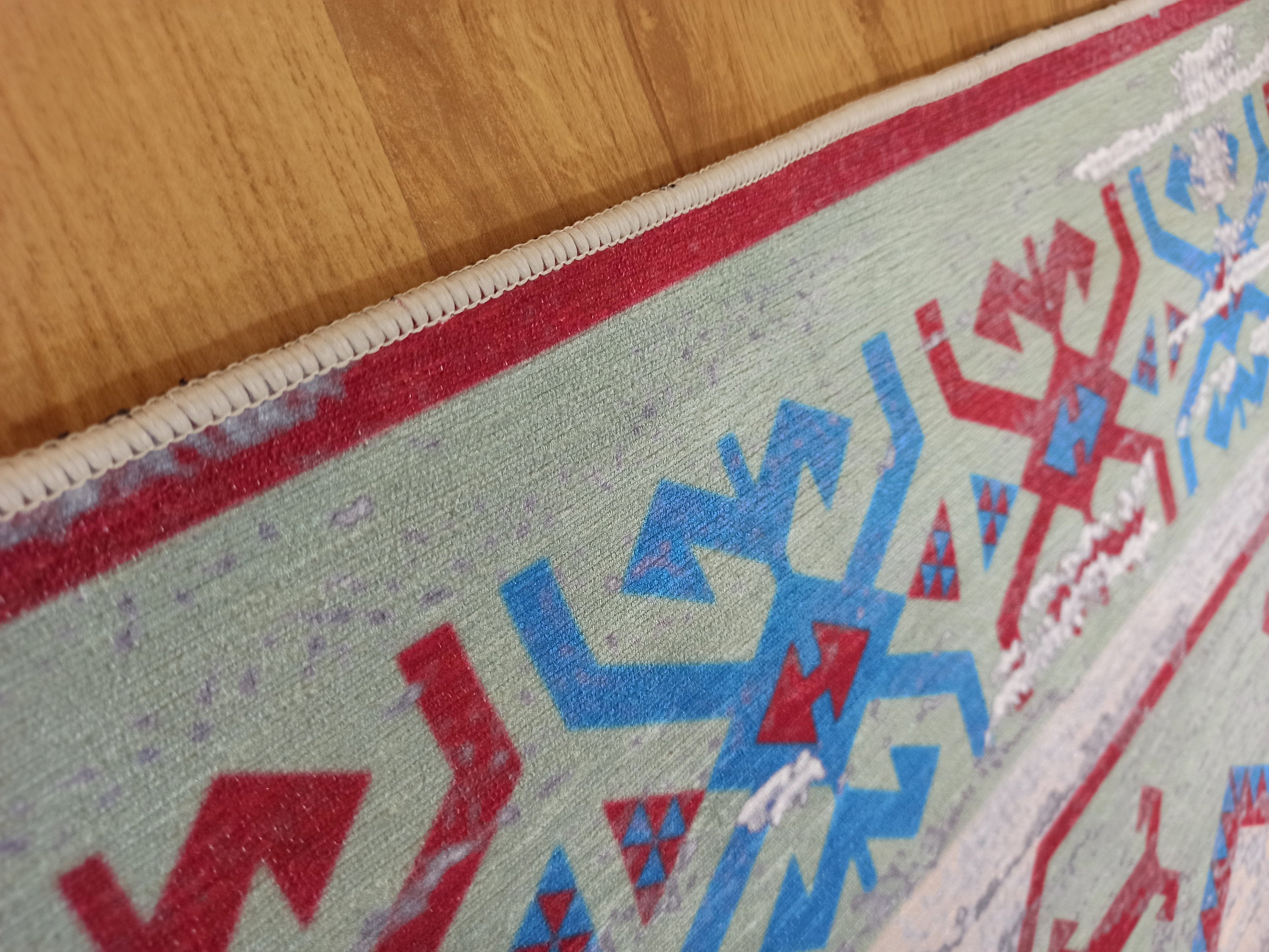 Sama Rug Turkish Faded Beige Red Green Blue Rug