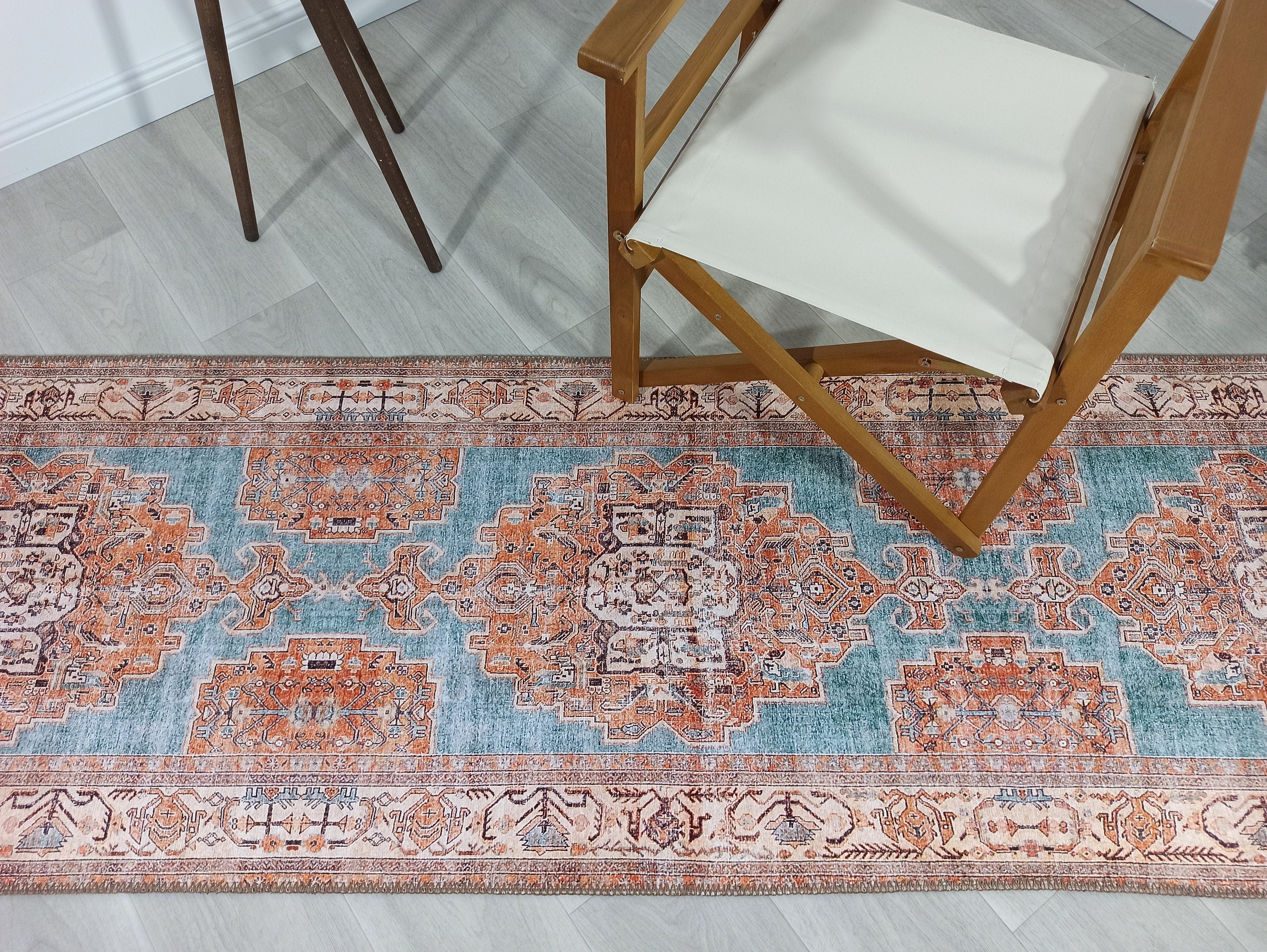 Samiha Rug Turkish Orange Beige Turquoise Rug