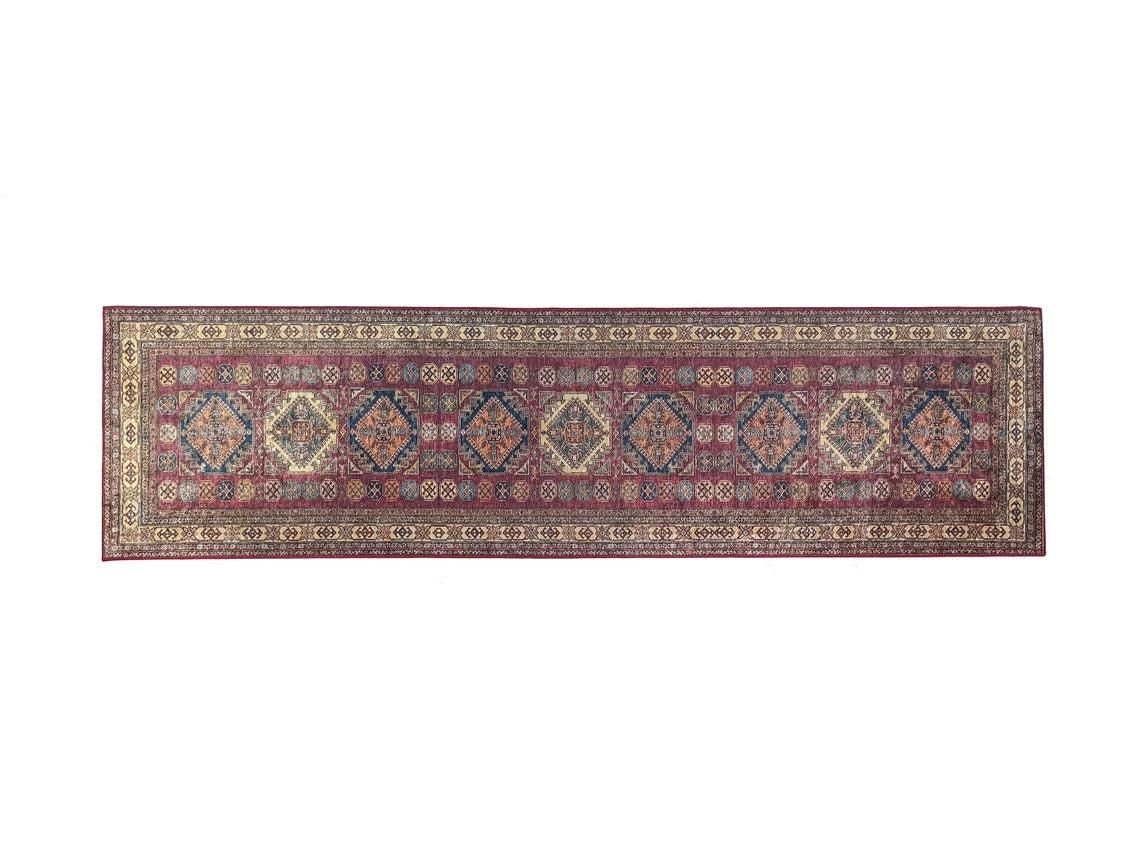 San-Runner Turkish Burgundy Dark Red Runner Rug