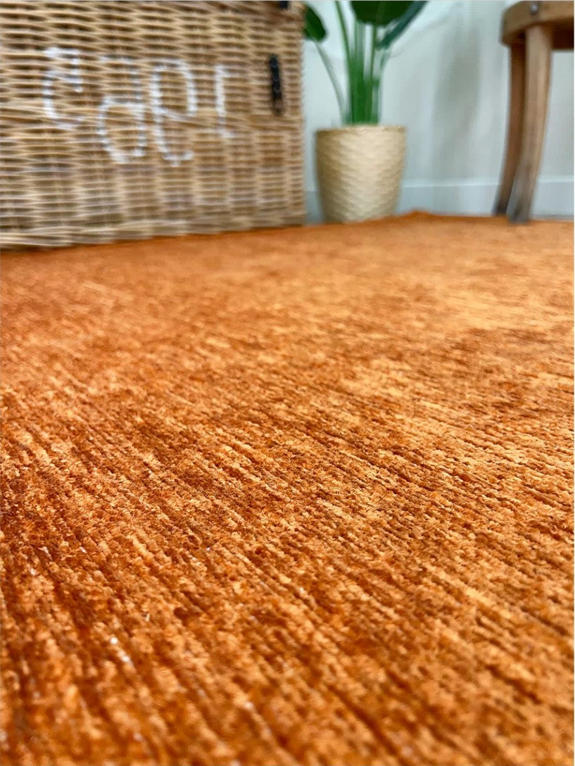 Orange Plain Flatweave Rug, Modern Boho & Halloween Home Decor Area Rugs Runner