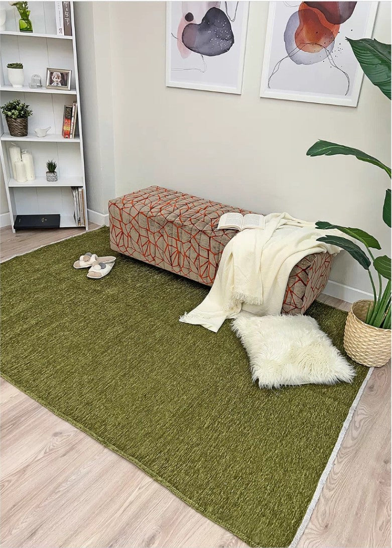 Boho Green Flatweave Rug
