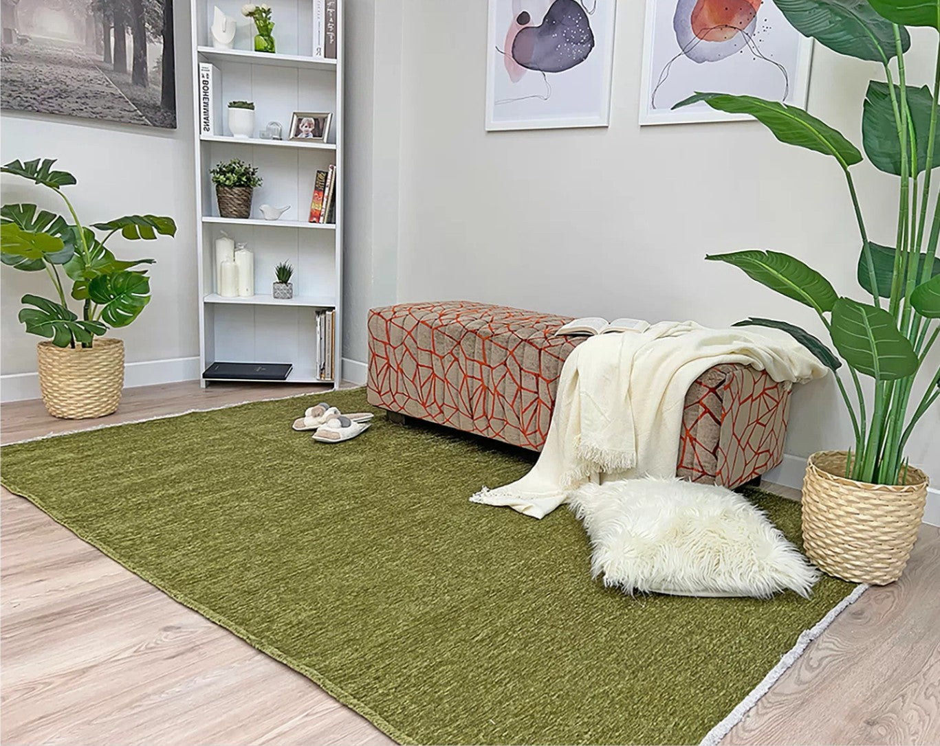 Boho Green Flatweave Rug