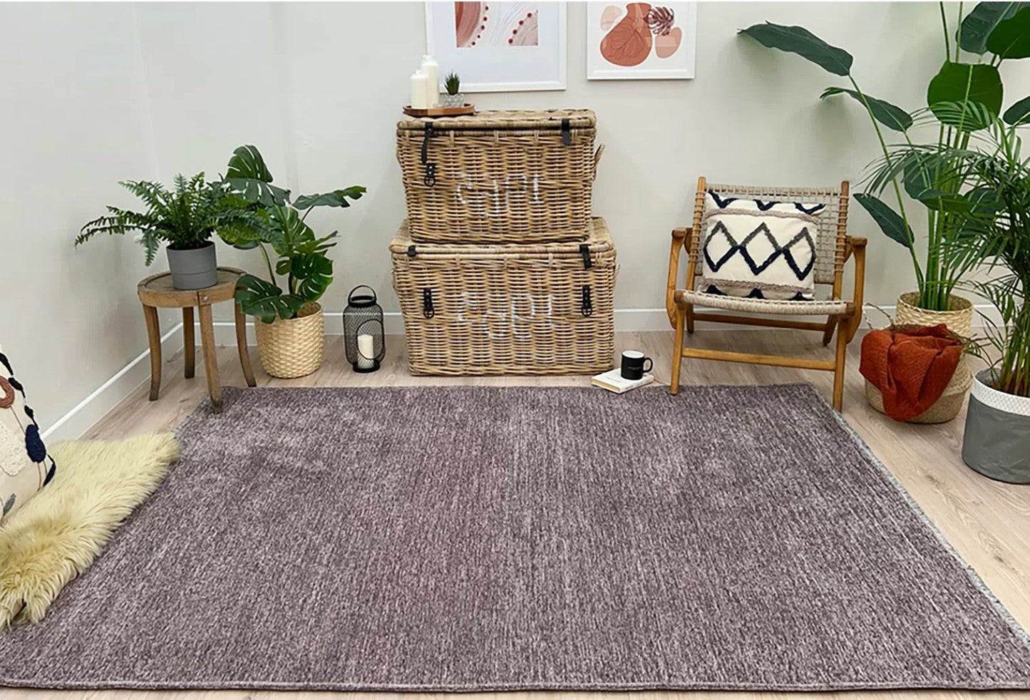 Boho Flatweave Rug, Soft Plain Minimalist Modern Home Décor Boho Chic Area Rugs Runner