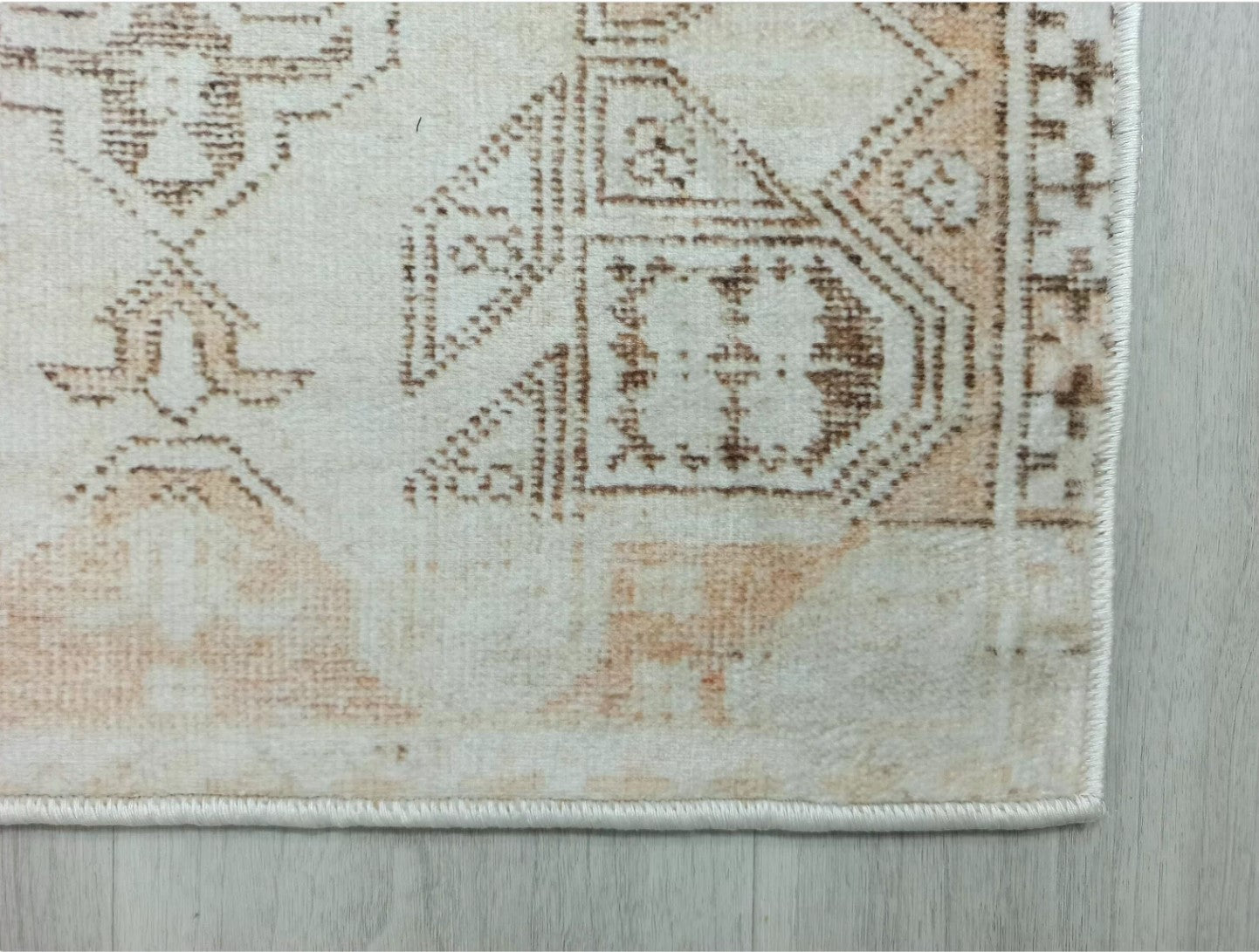 Turkish Rug Beige Pale Blush Orange Vintage Bath Mat Geometric Area Rugs