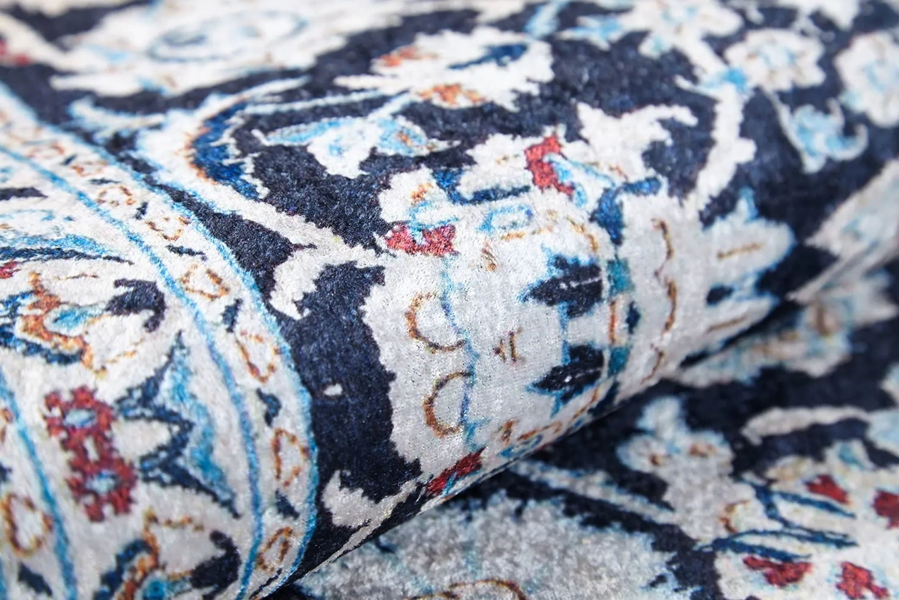 Sidla Turkish White Navy Blue Rug