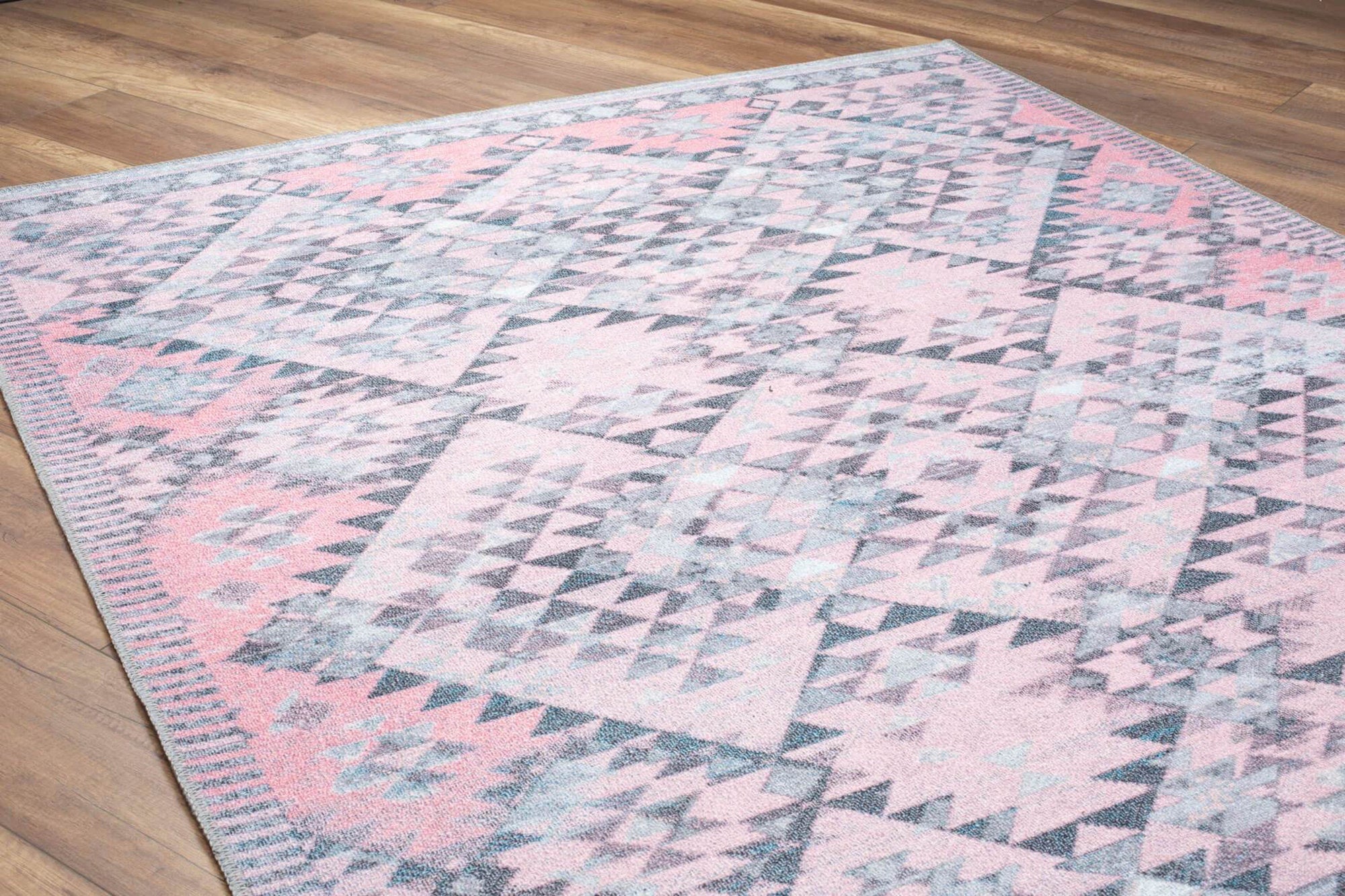 Siera Kilim Pink Pastel Light Gray Distressed Rug