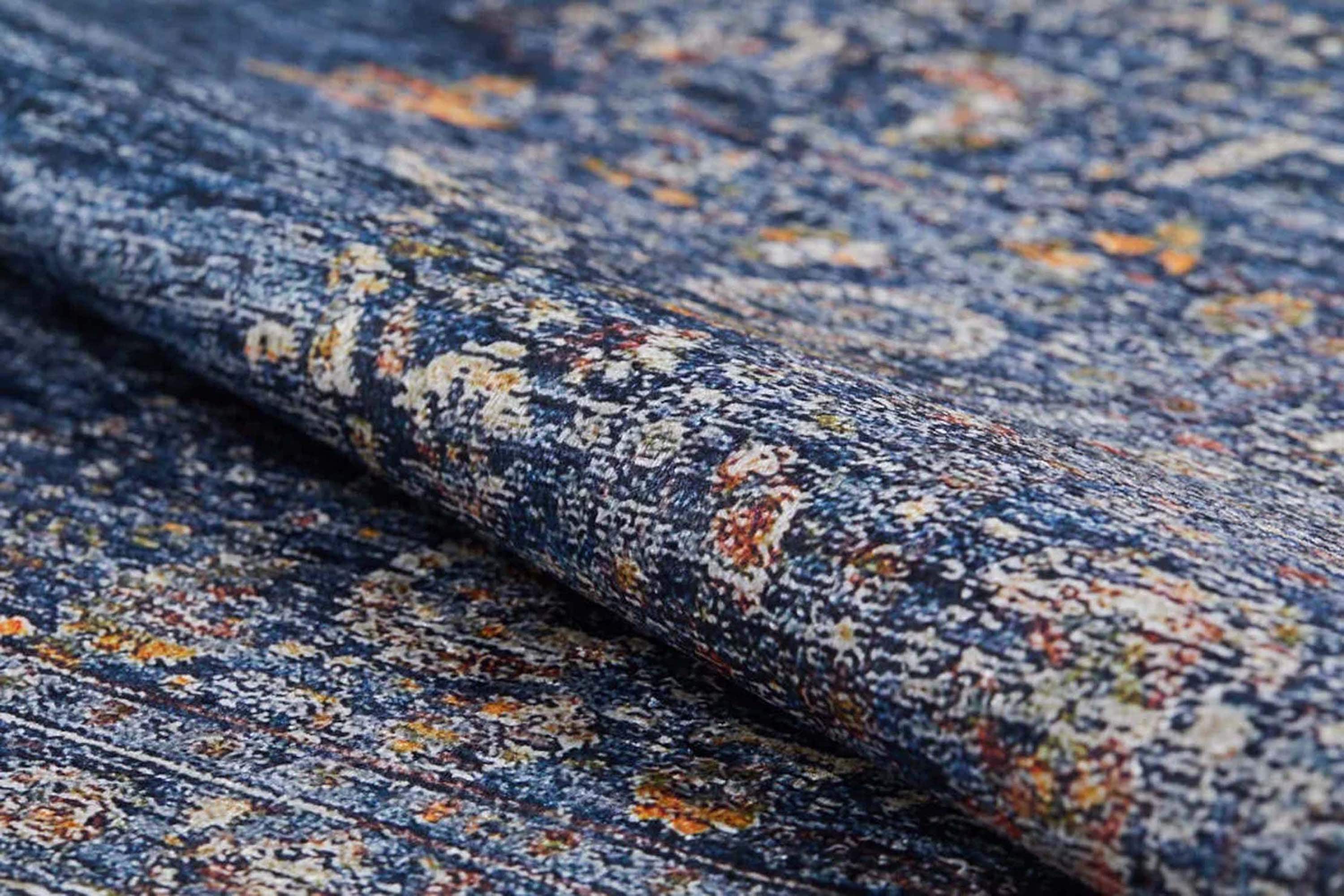 Sira Turkish Navy Blue Beige Vintage Rug