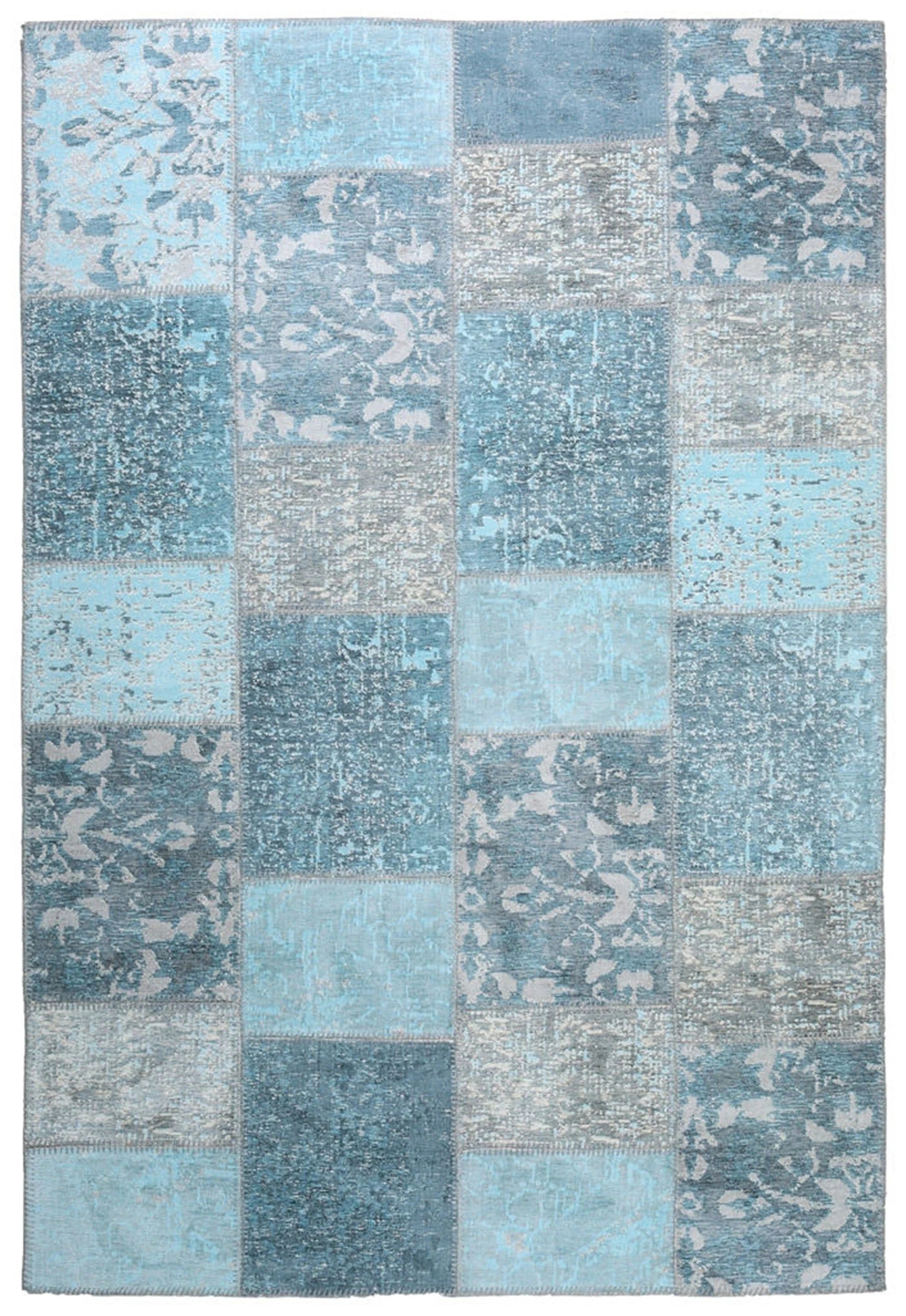 Skyla Light Sky Blue Patchwork Vintage Rug