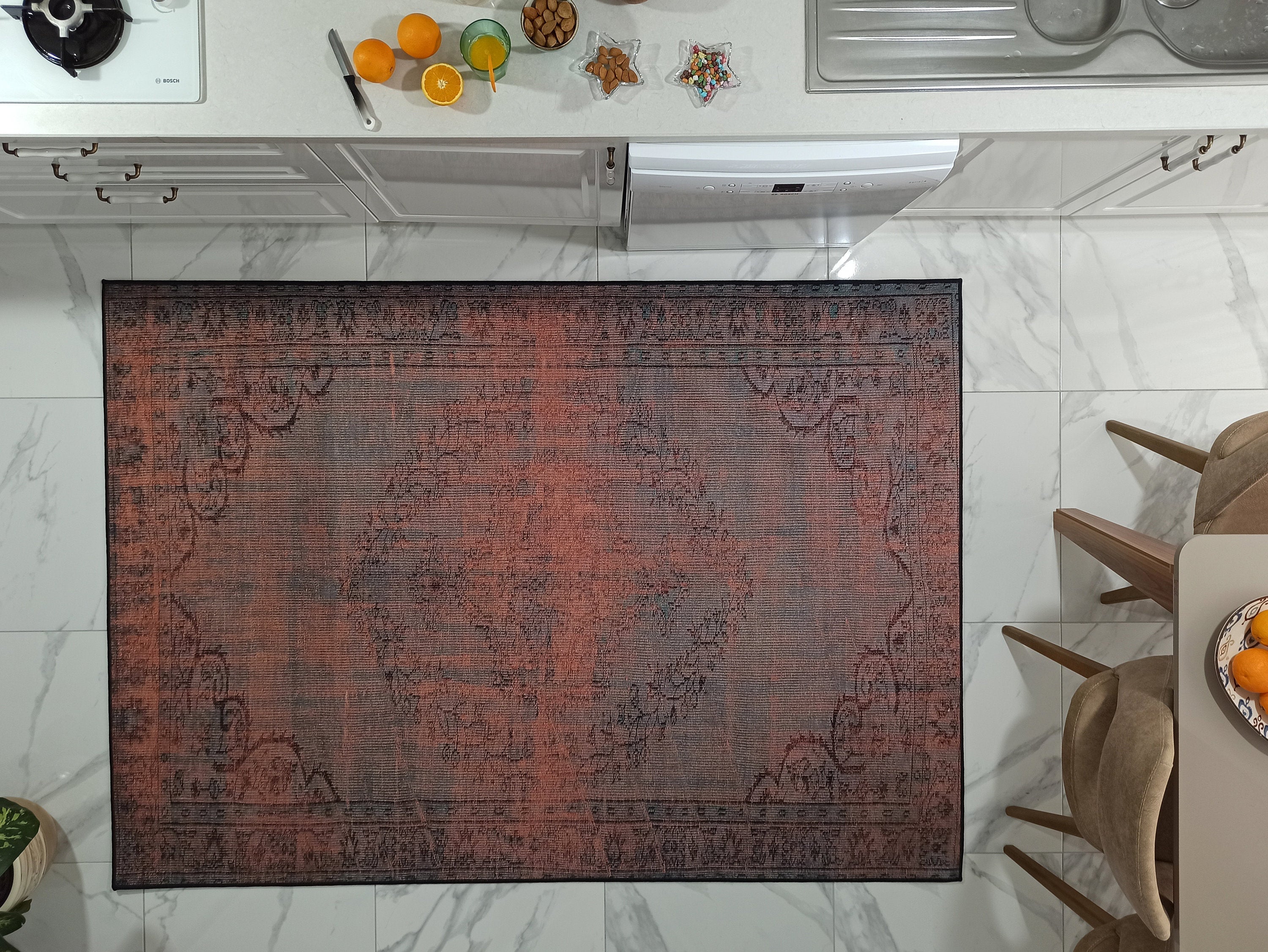 Sofya Rug Oriental Orange Dark Gray Rug