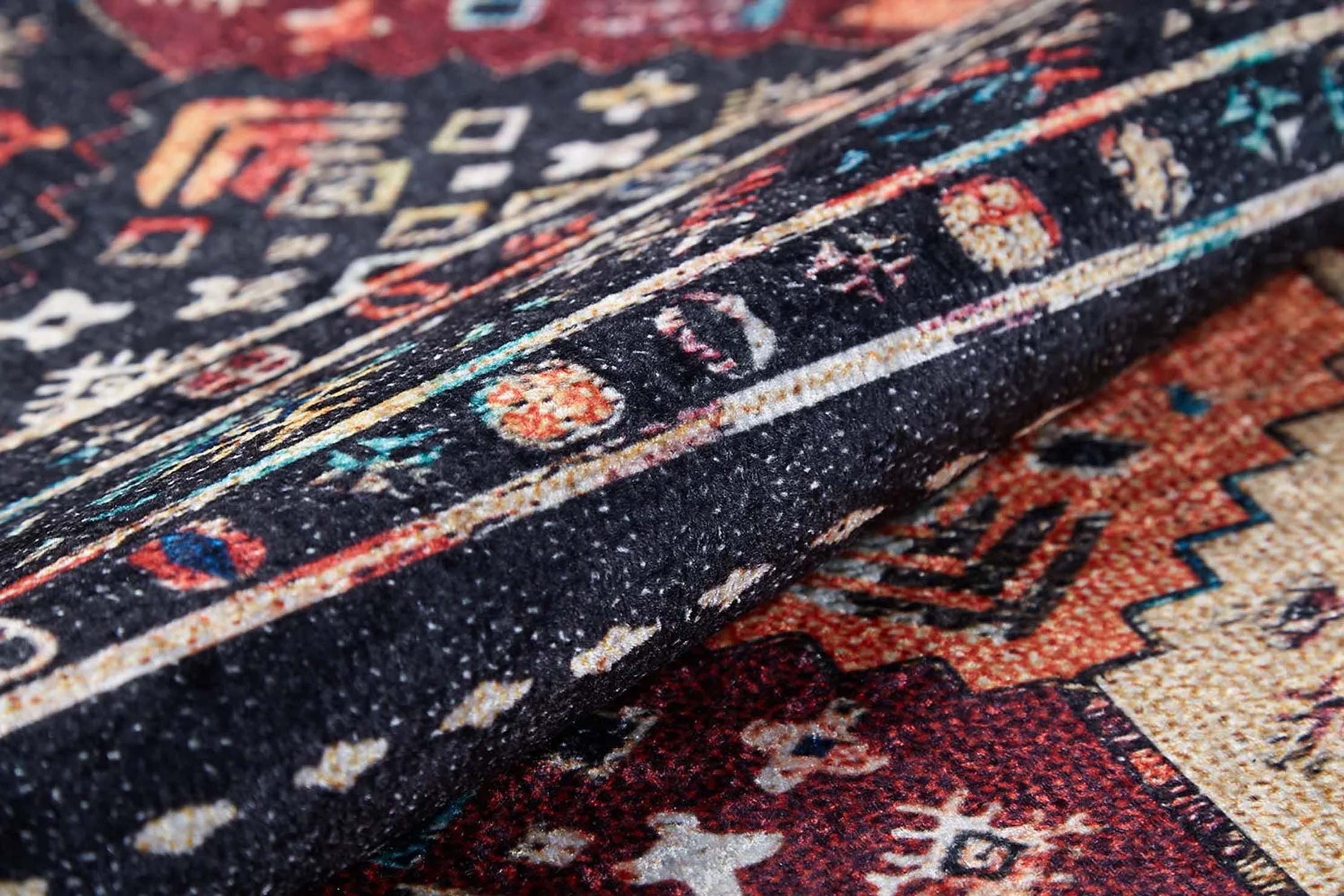 Suma Turkish Bohemian Black Rug