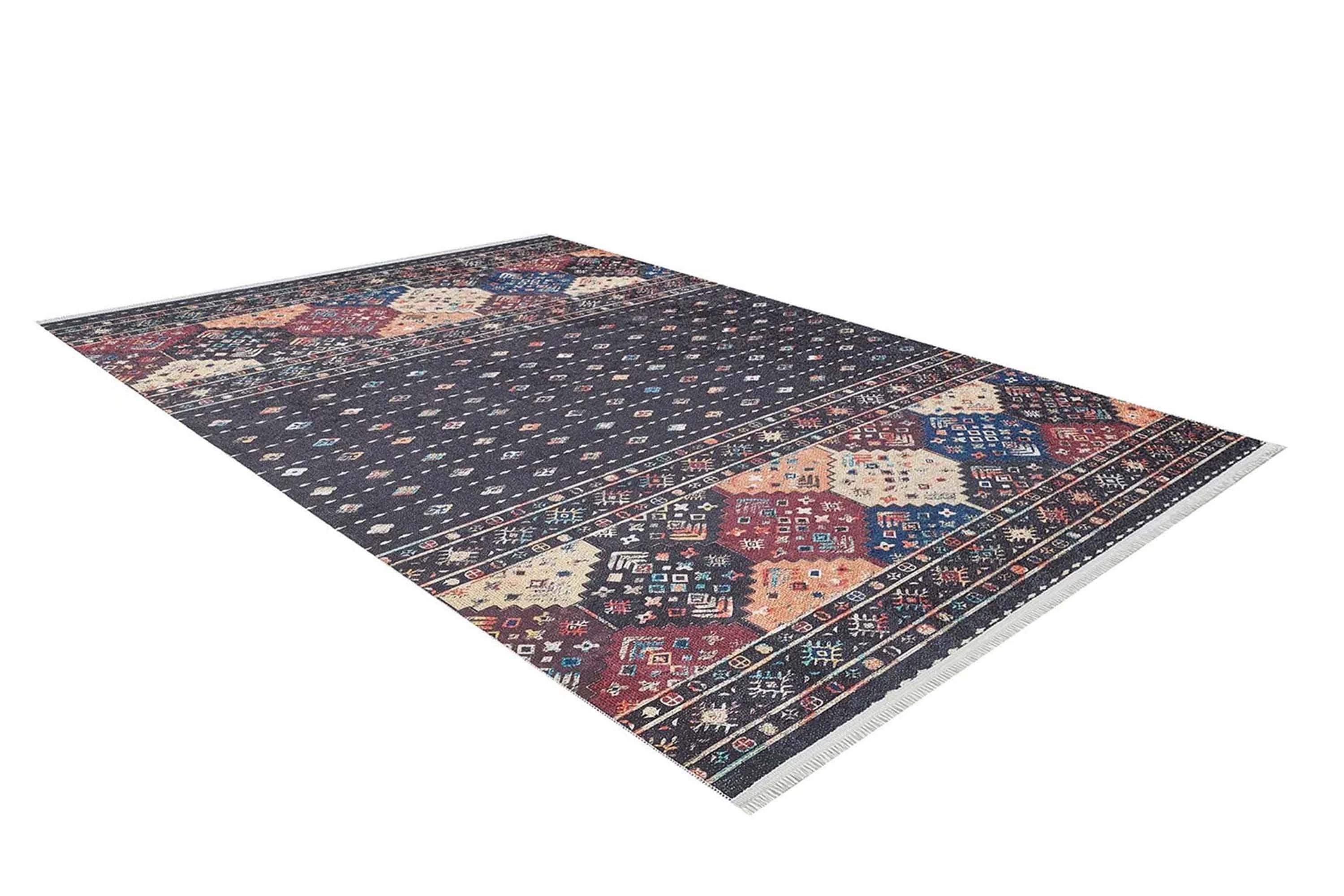 Suma Turkish Bohemian Black Rug