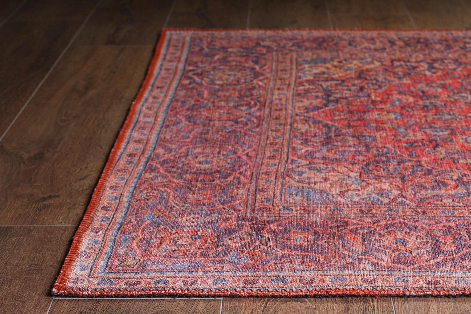 Sura Oriental Floral Medallion Red Rug