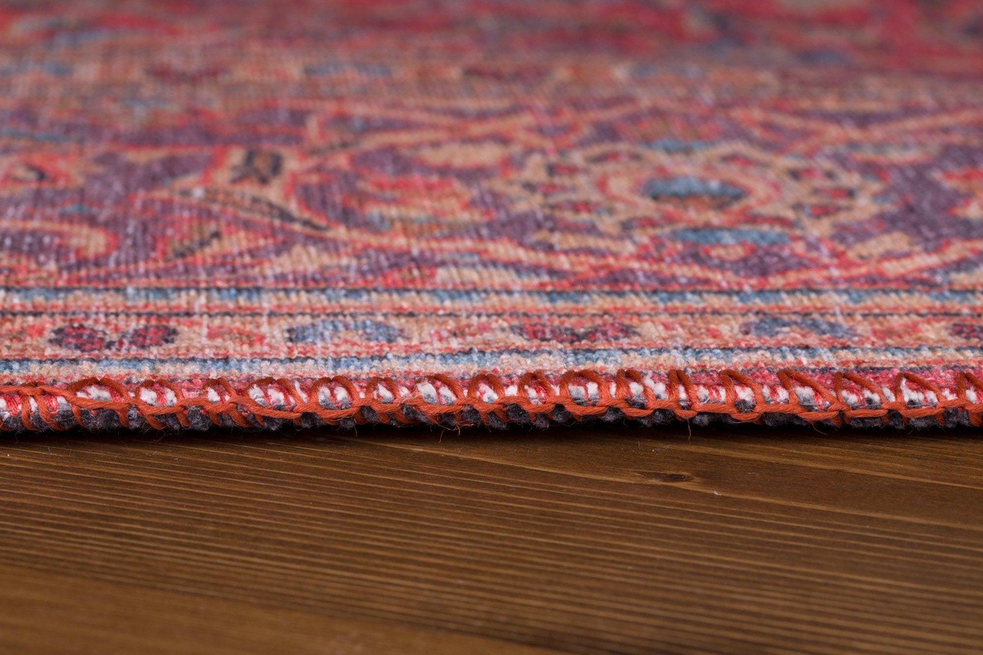 Sura Oriental Floral Medallion Red Rug