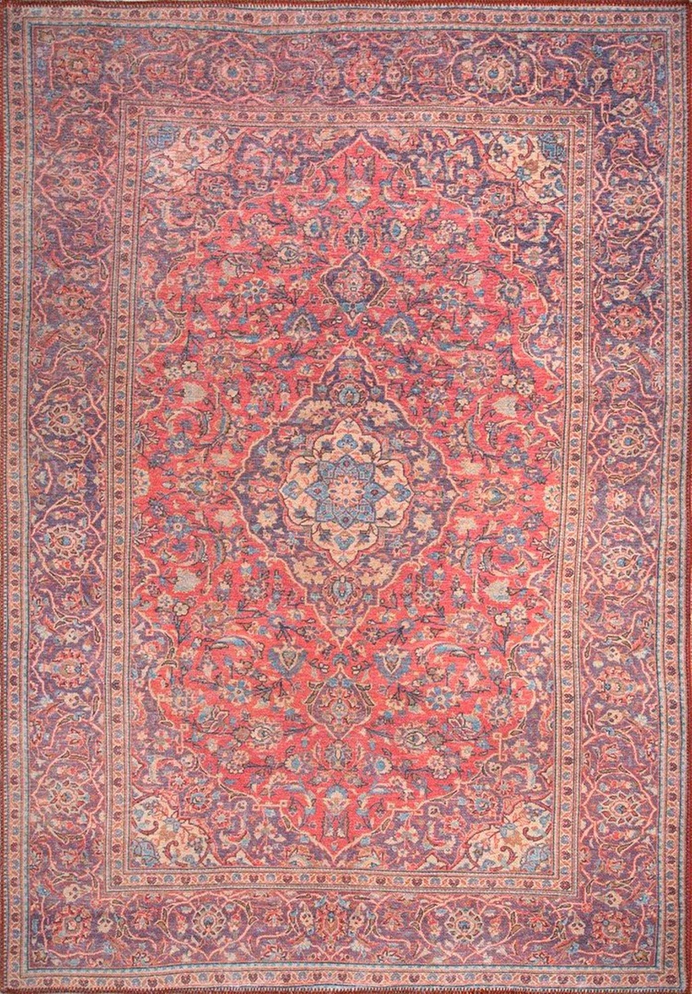 Sura Oriental Floral Medallion Red Rug