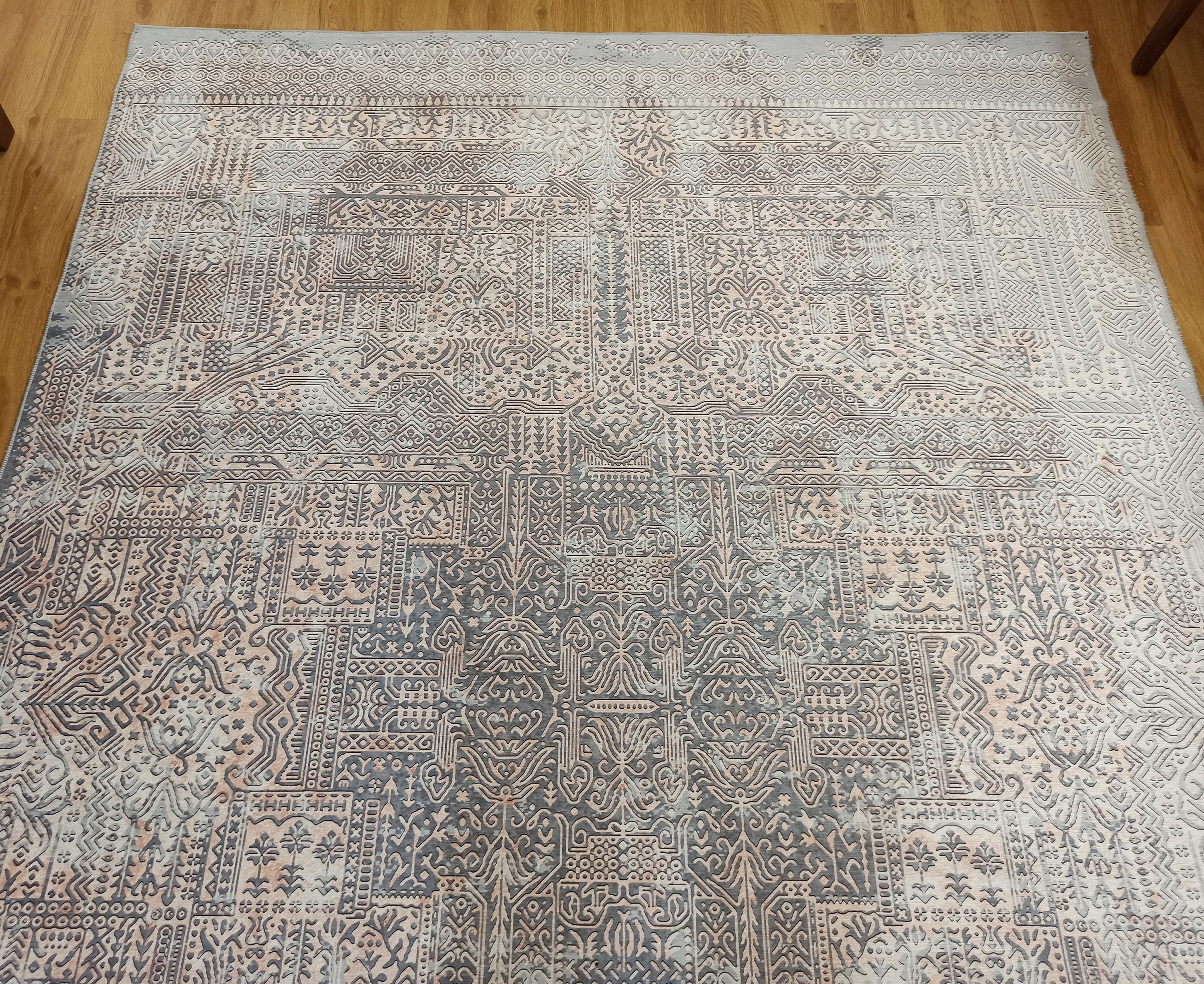 Taka Gray, White and Blush Modern Geometric Rug