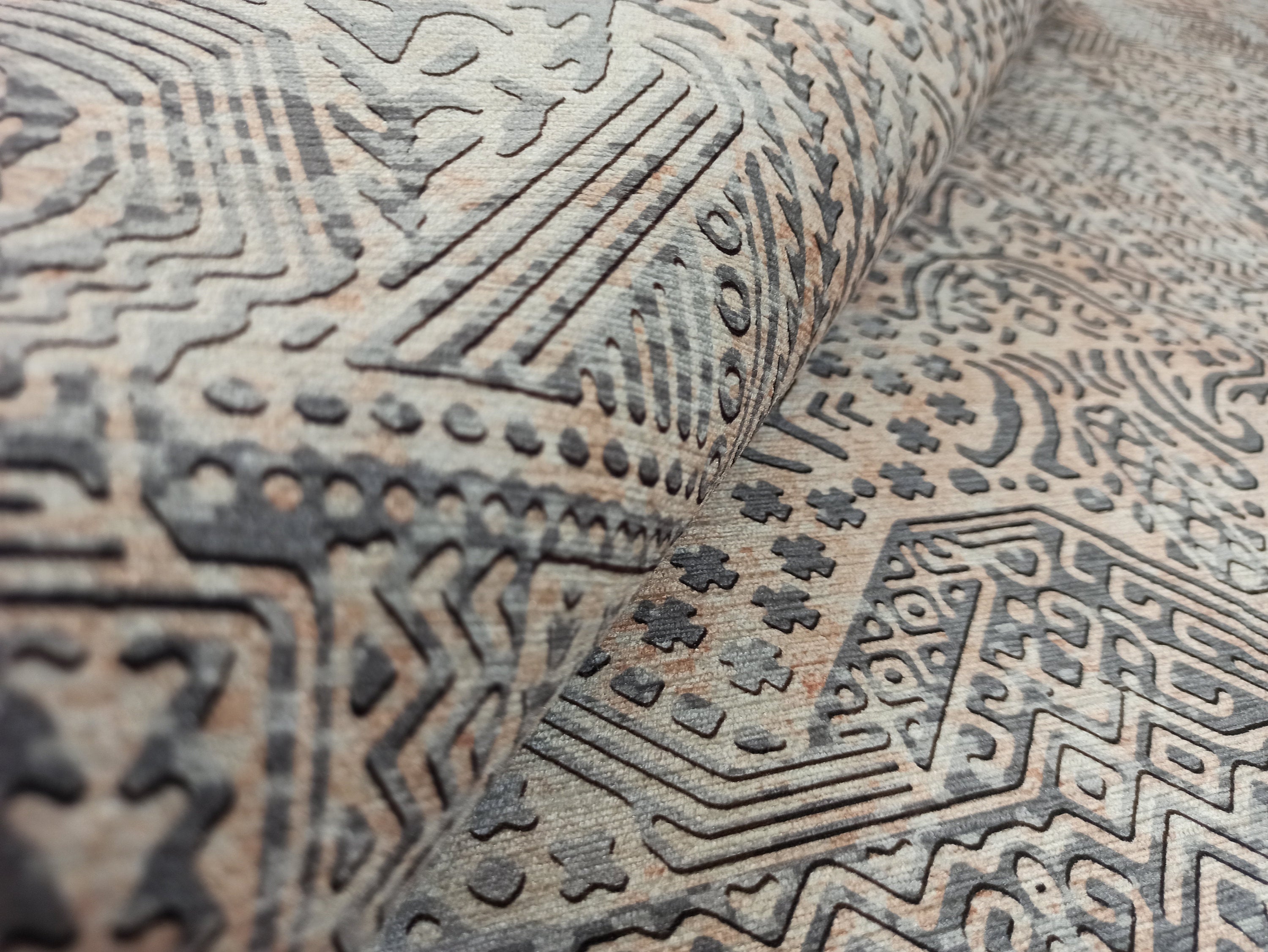 Taka Gray, White and Blush Modern Geometric Rug