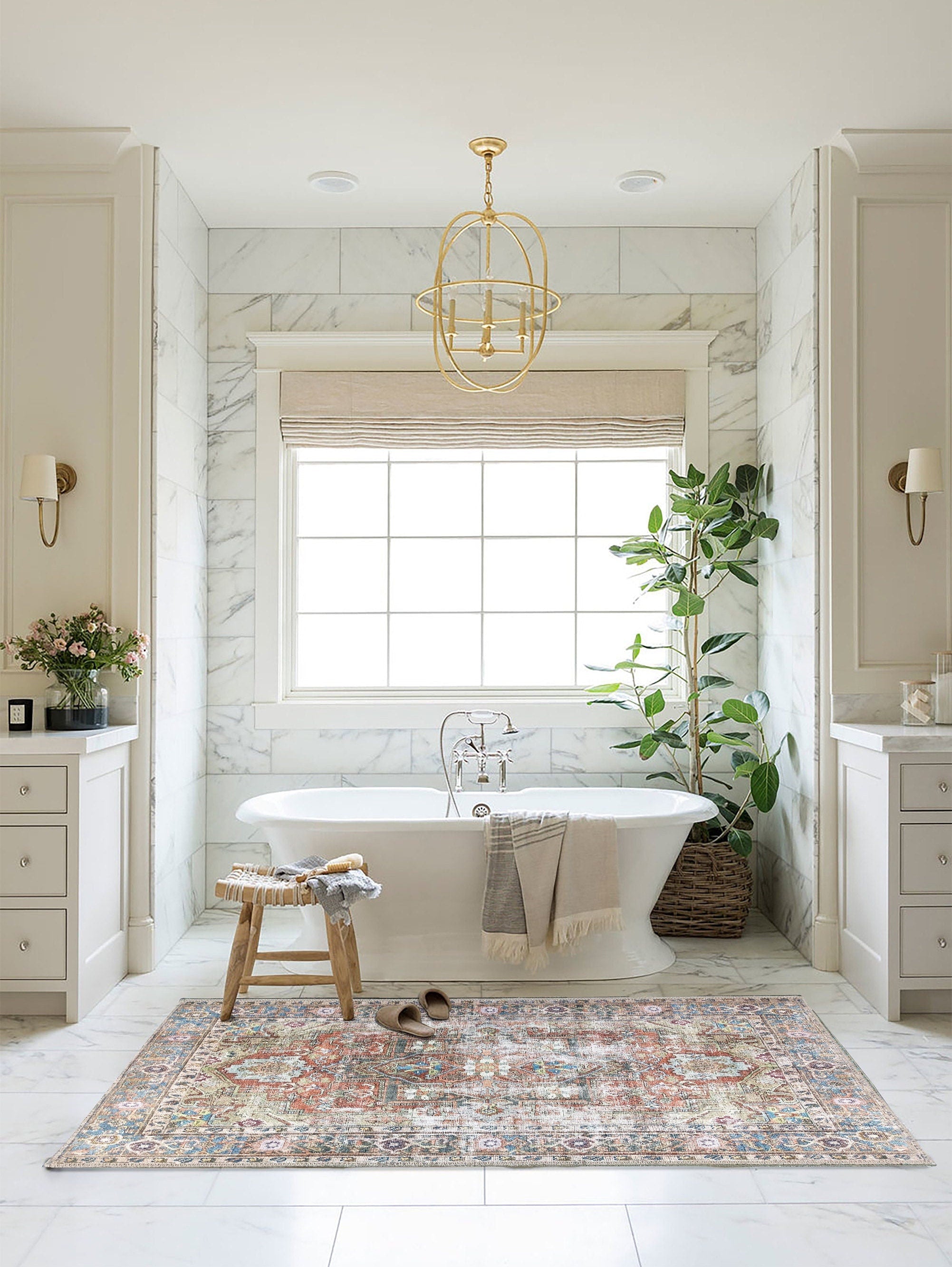 Taya Rug Traditional Earth tone Terracotta Floral Rug