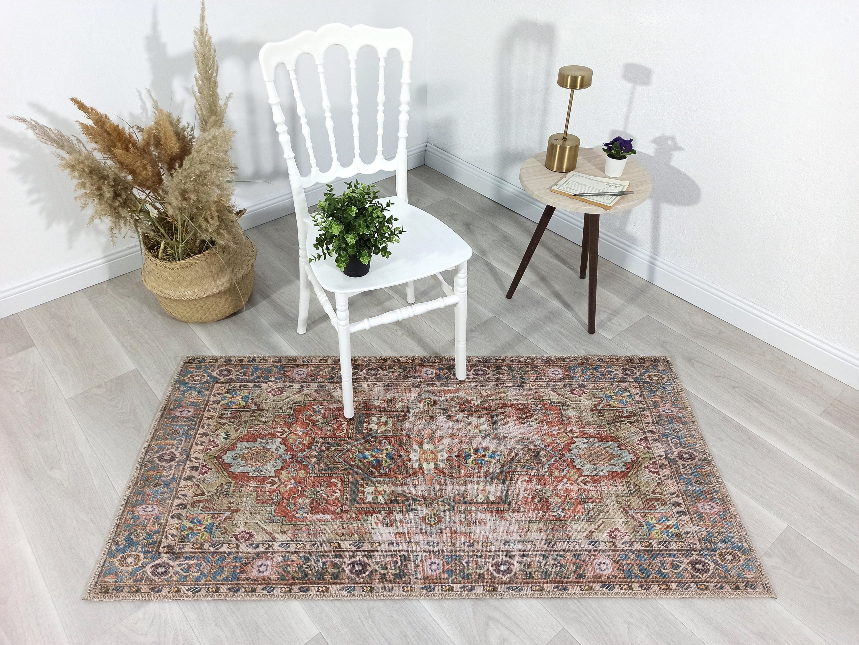 Taya Rug Traditional Earth tone Terracotta Floral Rug