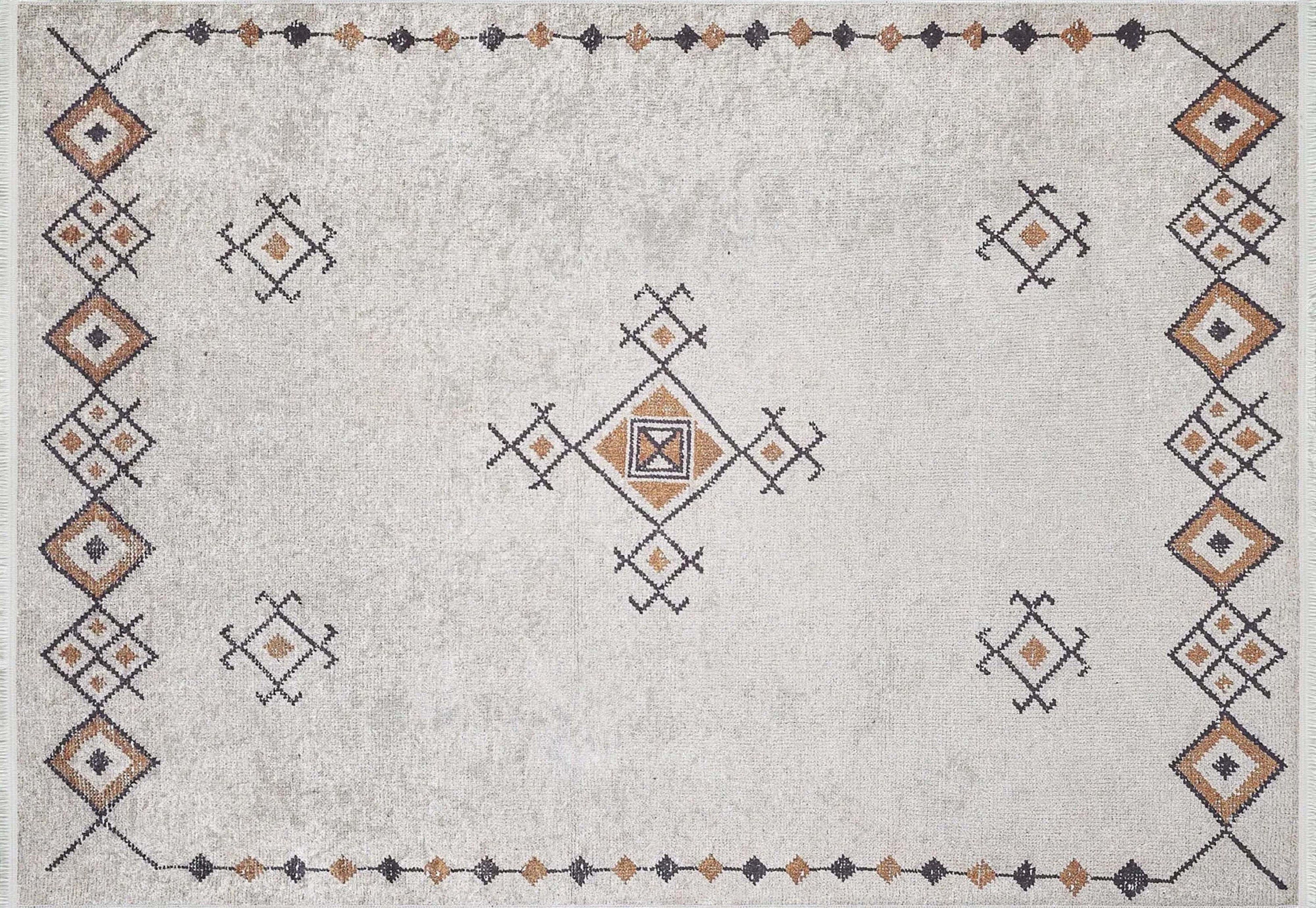Tayha Turkish Beige Diamond Medallion Rug