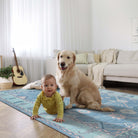 Teal Blue Oushak Area Washable Rug