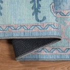 Teal Blue Oushak Area Washable Rug