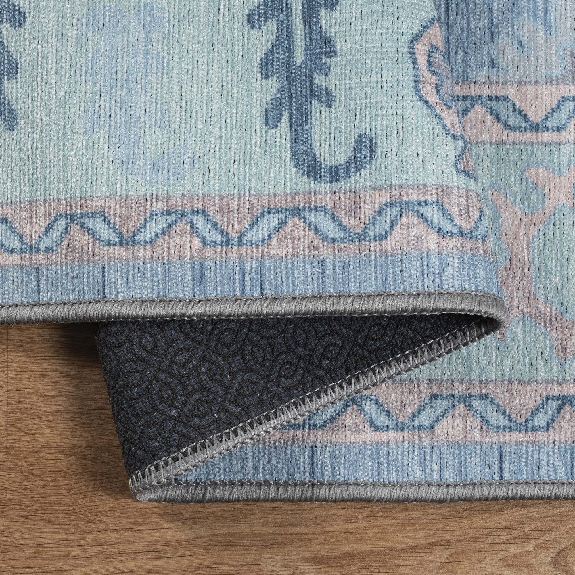 Teal Blue Oushak Area Washable Rug