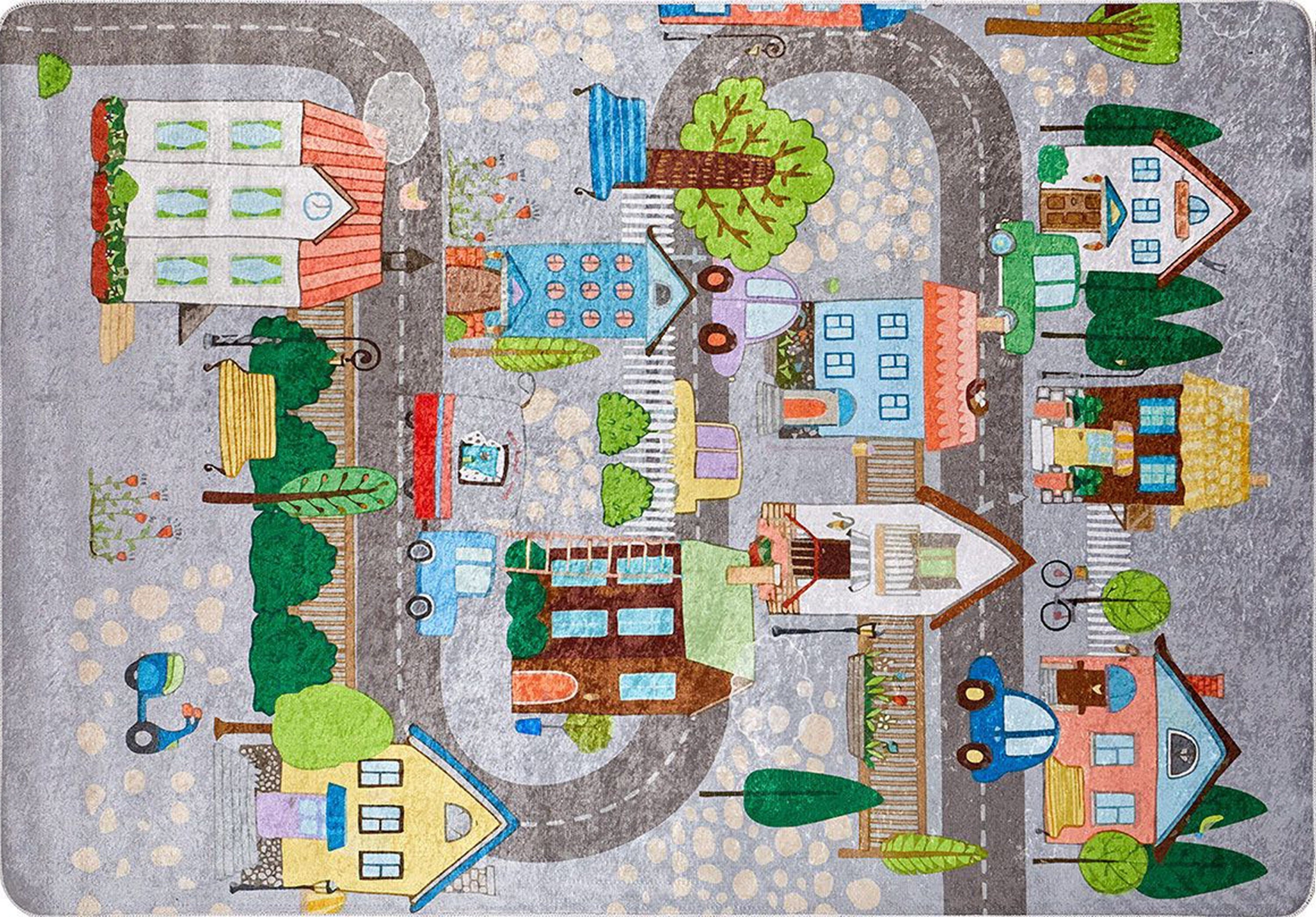 Tera City Traffic Gray Kids Rug