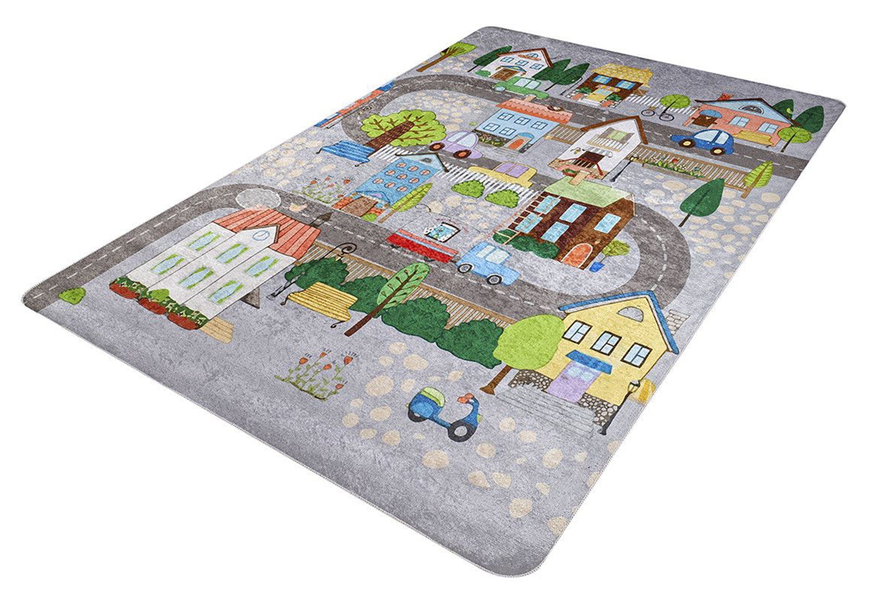 Tera City Traffic Gray Kids Rug
