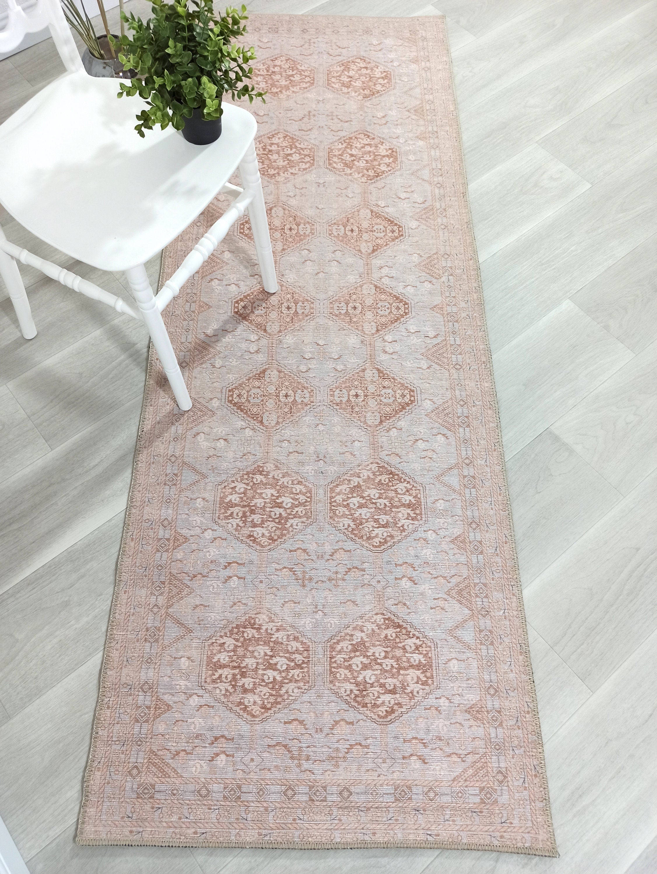 Tiera Rug Vintage Turkish Faded Beige Brown Rug