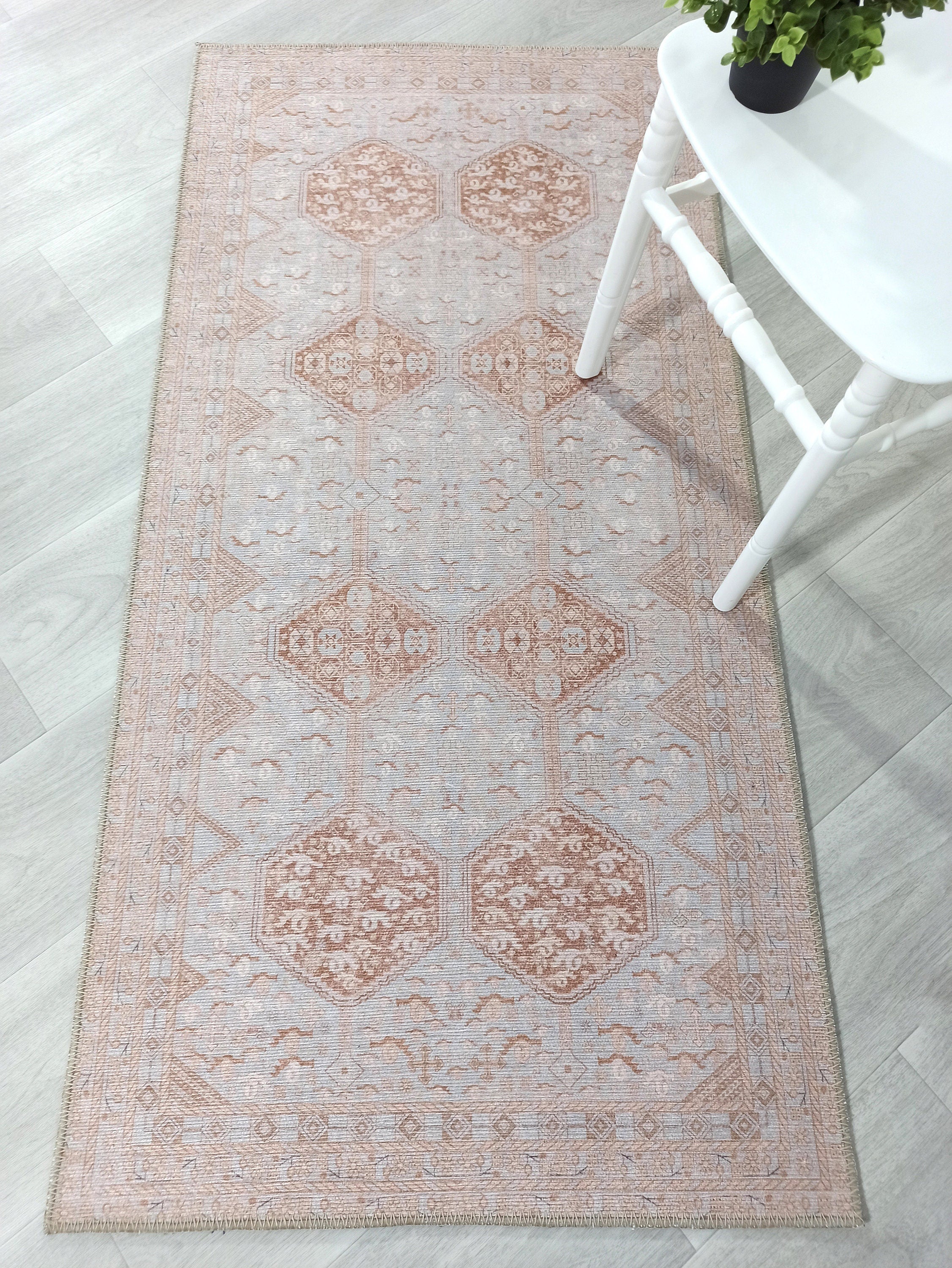 Tiera Rug Vintage Turkish Faded Beige Brown Rug