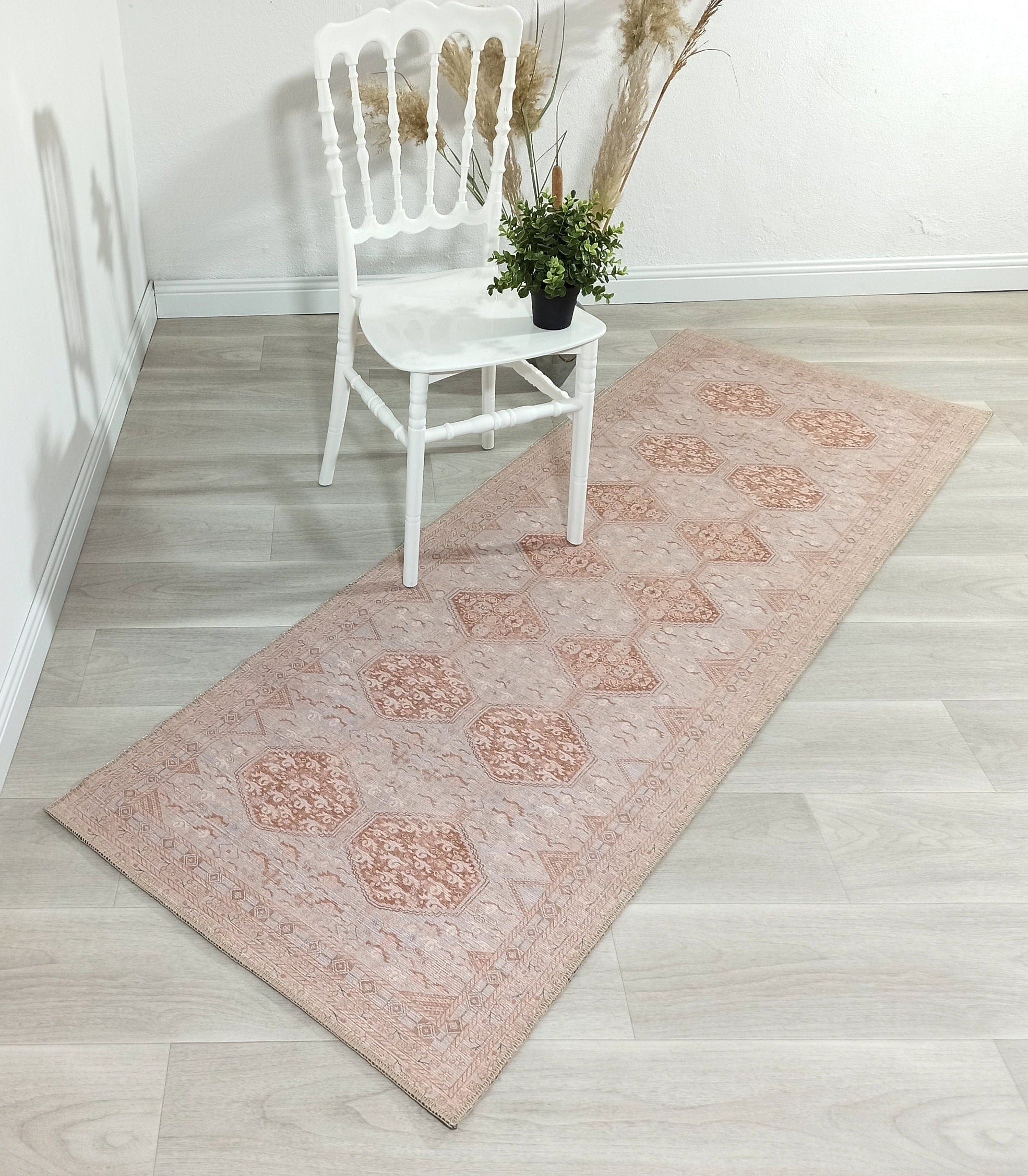 Tiera Rug Vintage Turkish Faded Beige Brown Rug