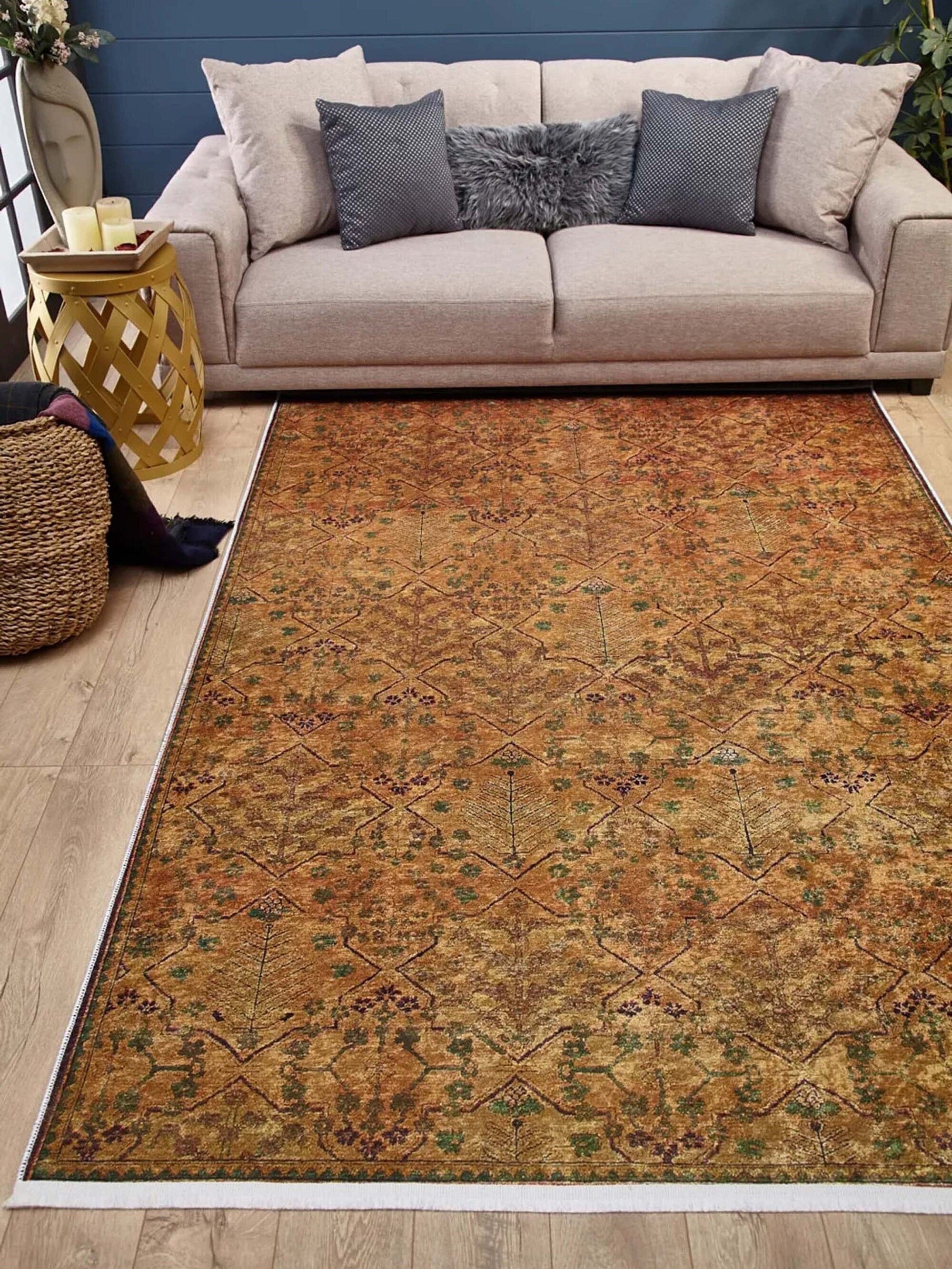 Tuni Traditional Oushak brownish yellow Turkish Rug
