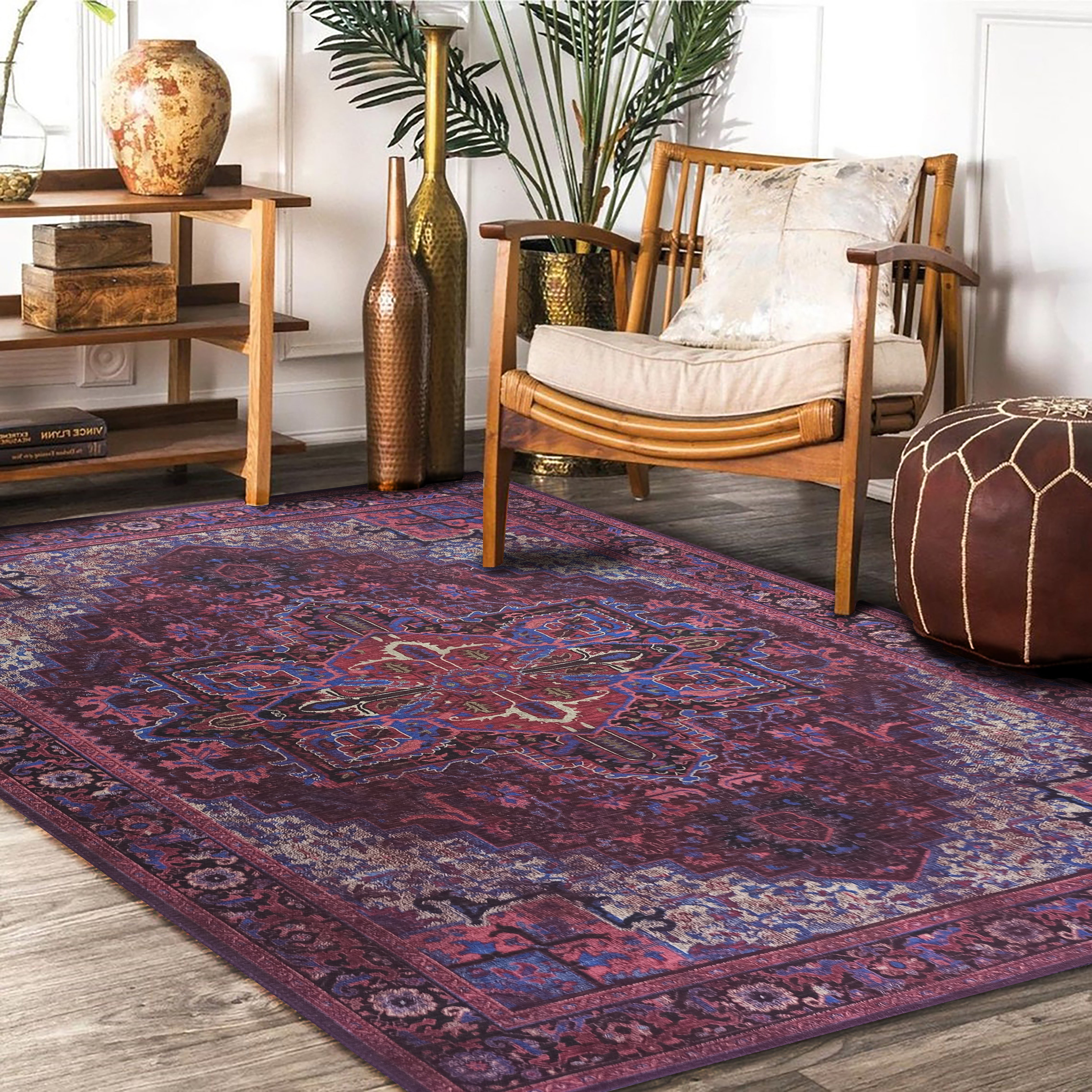 Vivianne Burgundy Maroon Red Modern Persian Rug
