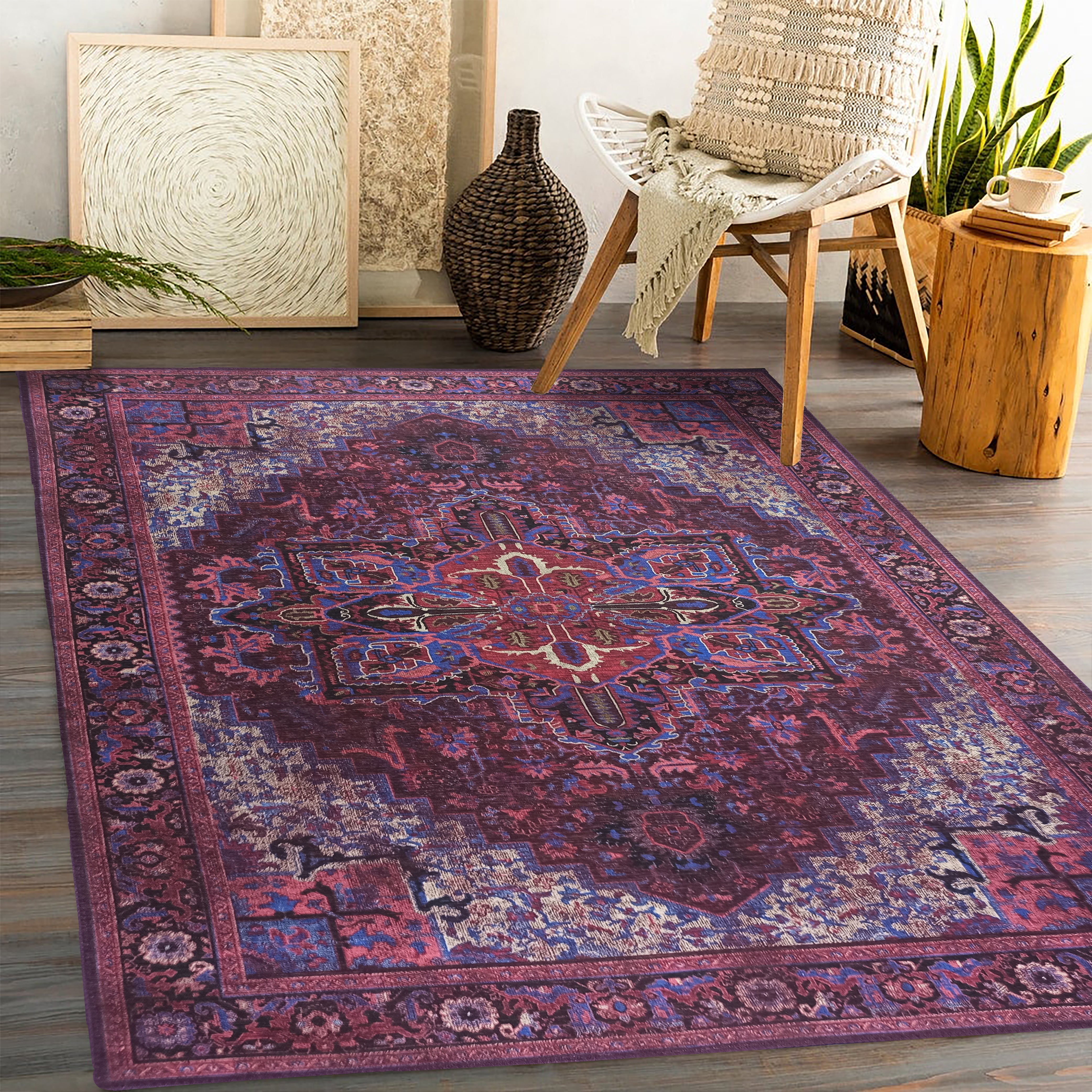 Vivianne Burgundy Maroon Red Modern Persian Rug