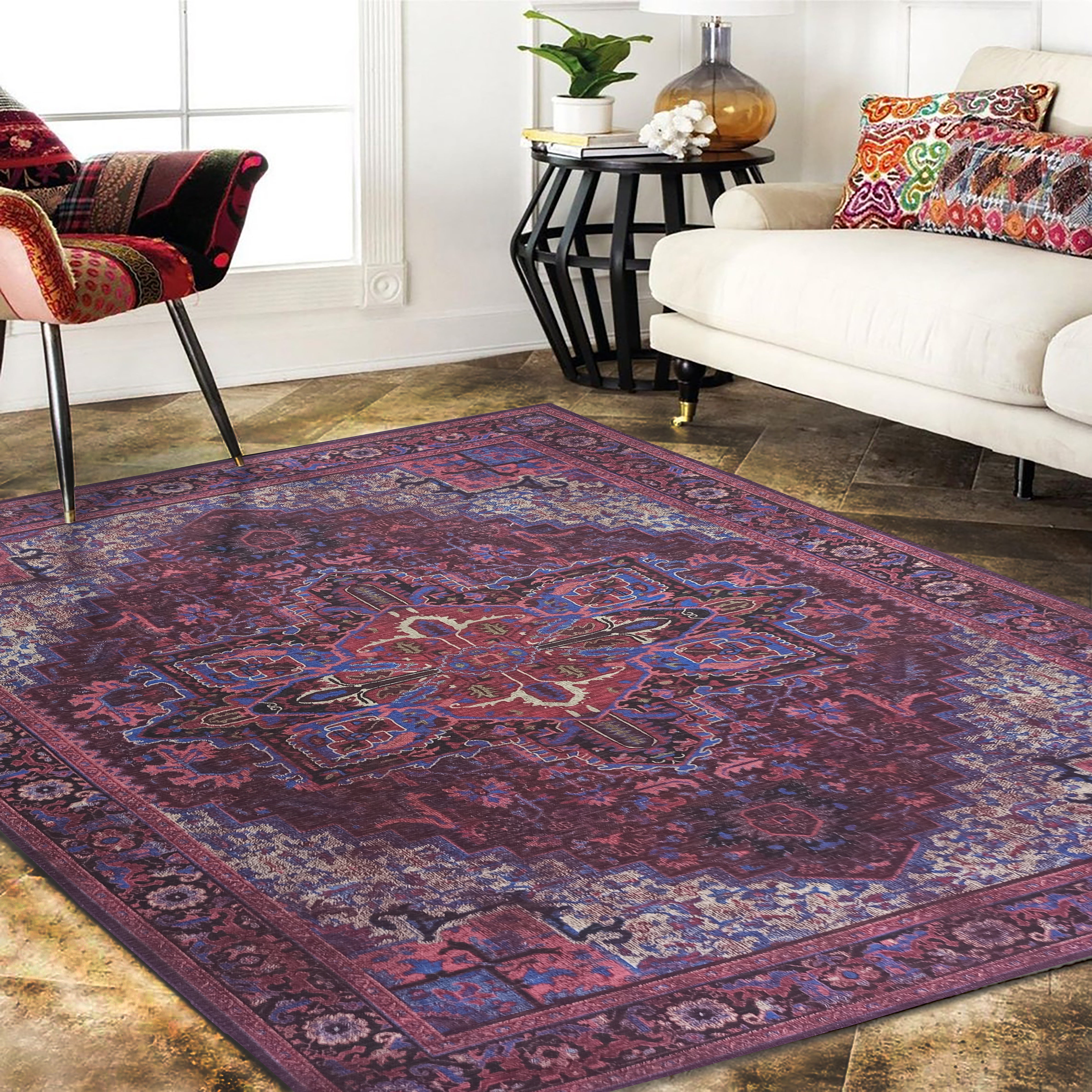 Vivianne Burgundy Maroon Red Modern Persian Rug