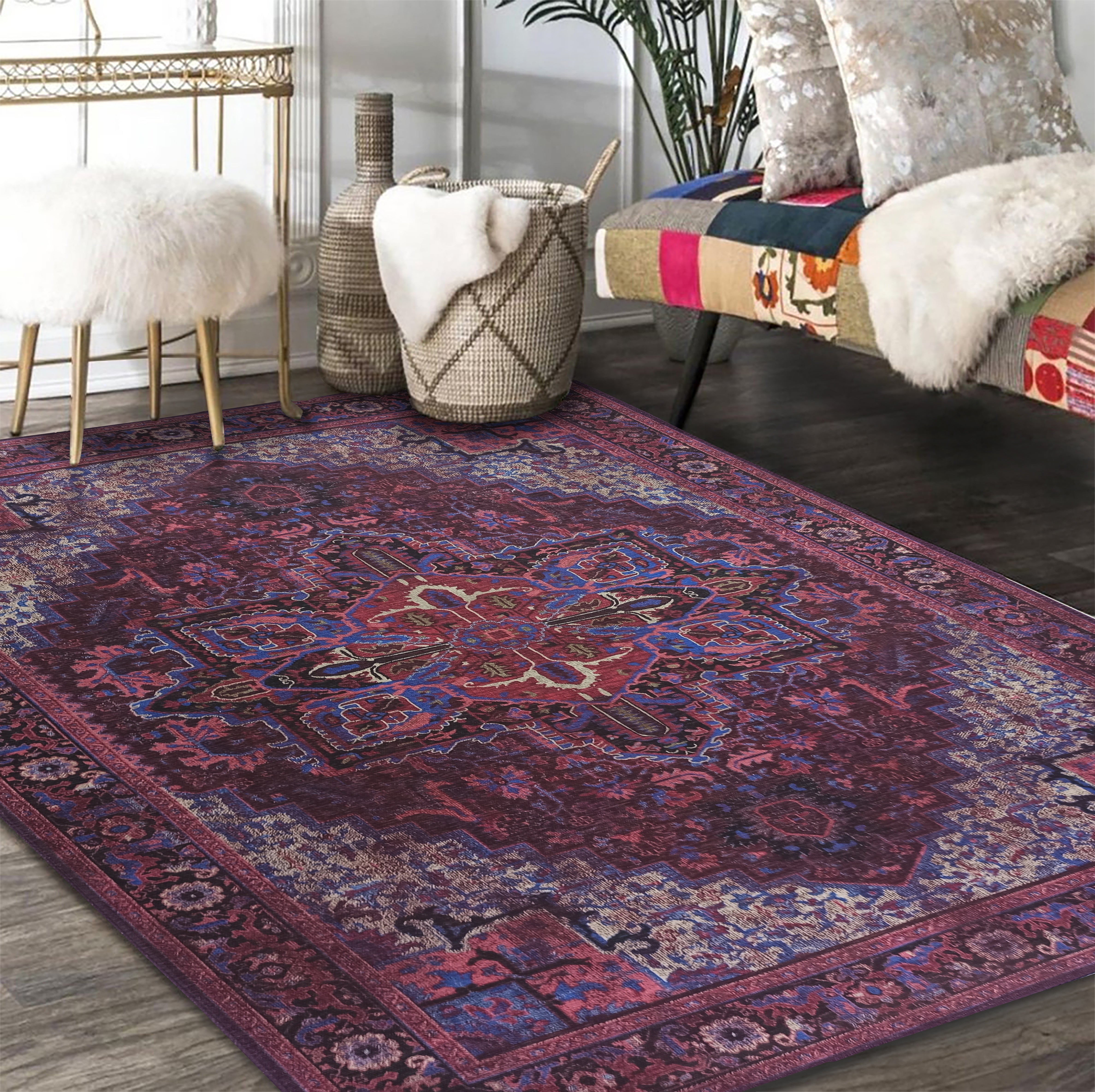 Vivianne Burgundy Maroon Red Modern Persian Rug