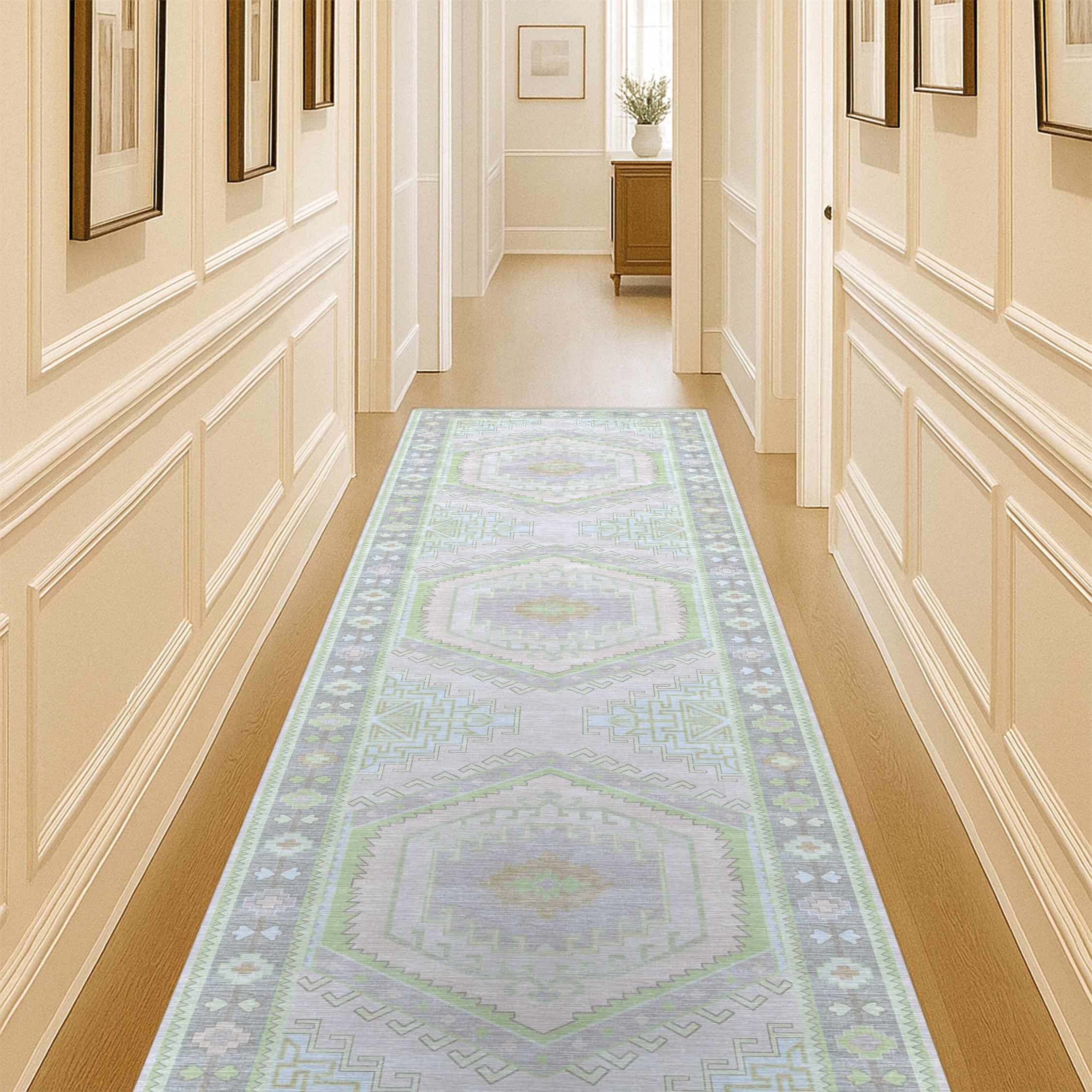 Eloise Faded Pastel Green Modern Oushak Rug