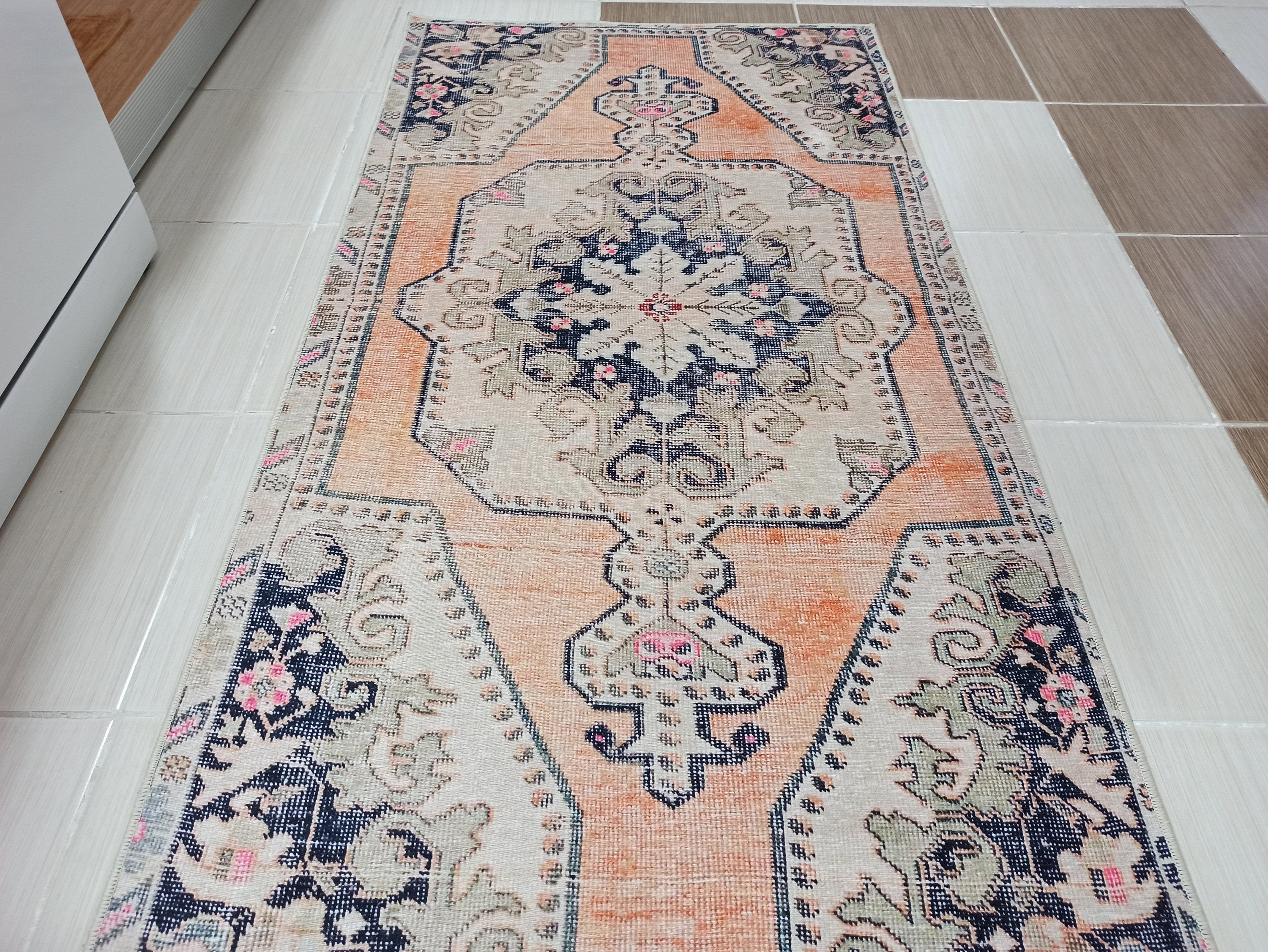 Varo Turkish Blush Orange Beige Runner Rug