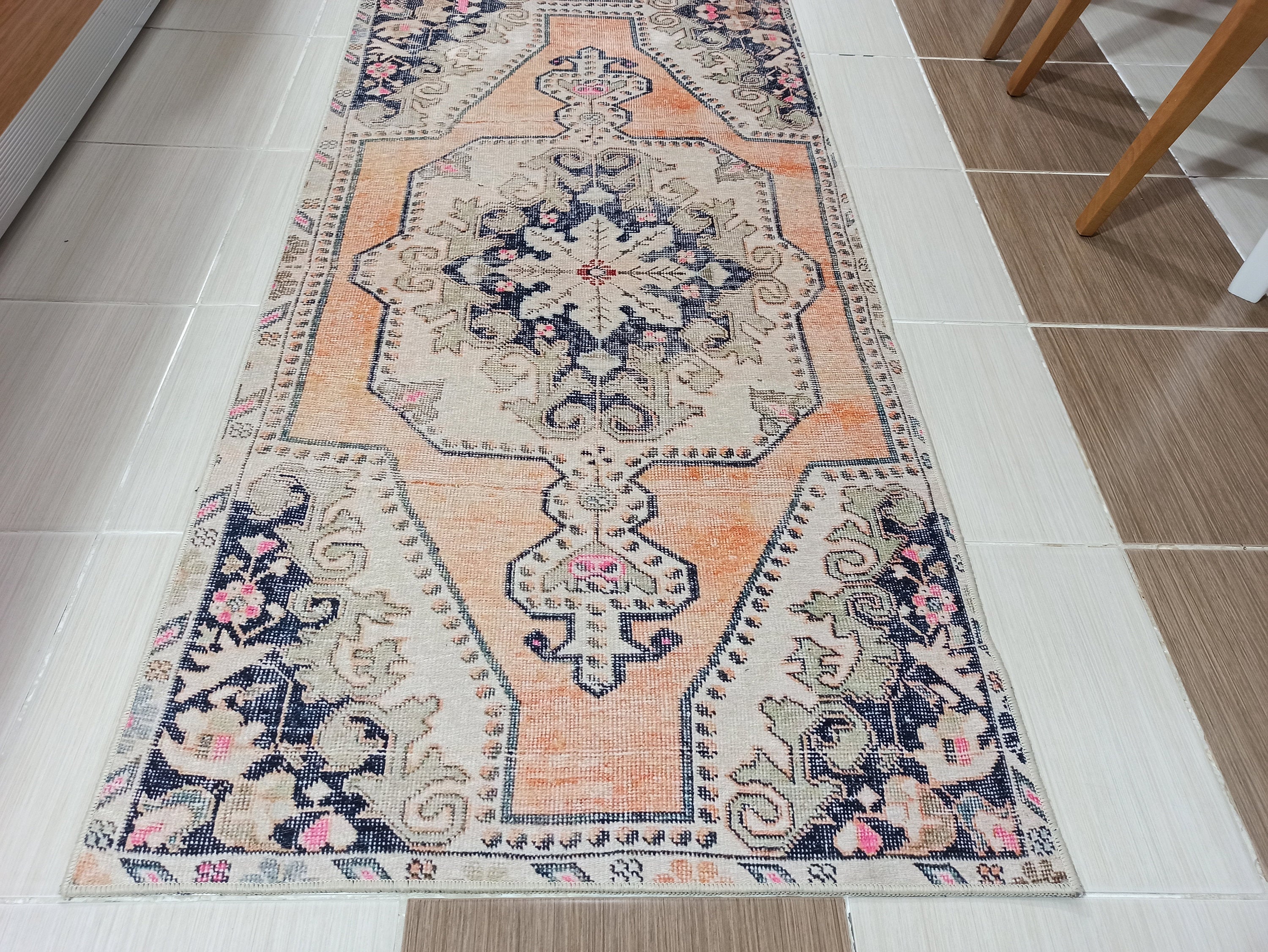 Varo Turkish Blush Orange Beige Runner Rug