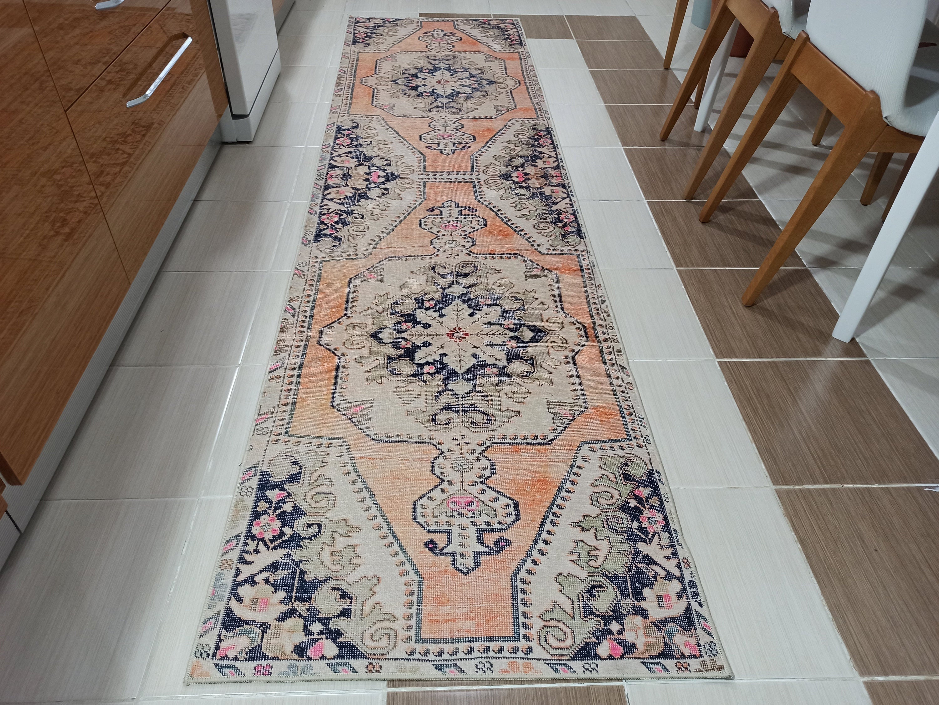 Varo Turkish Blush Orange Beige Runner Rug