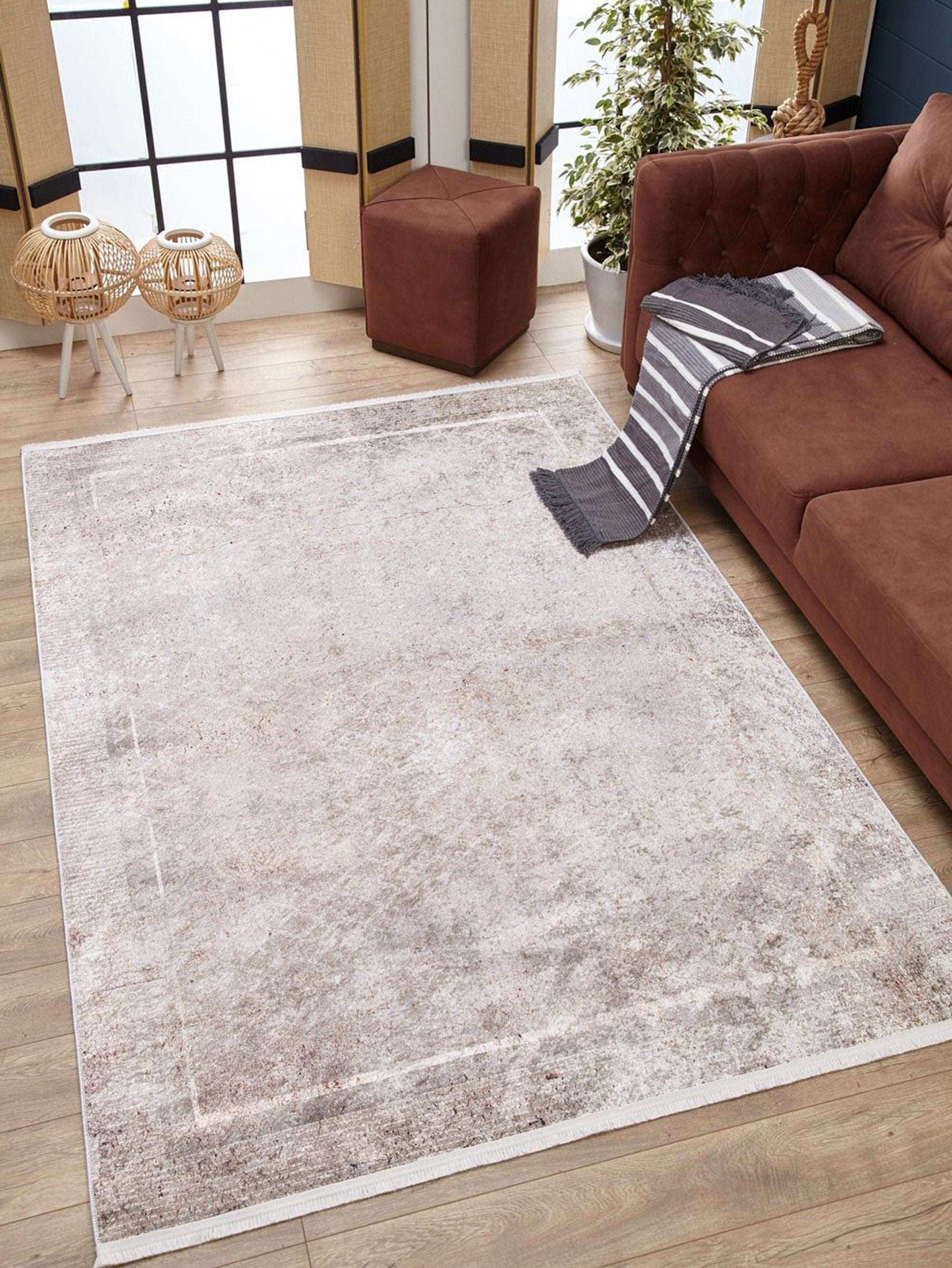 Vena Neutral Turkish Muted Beige Pearl White Rug
