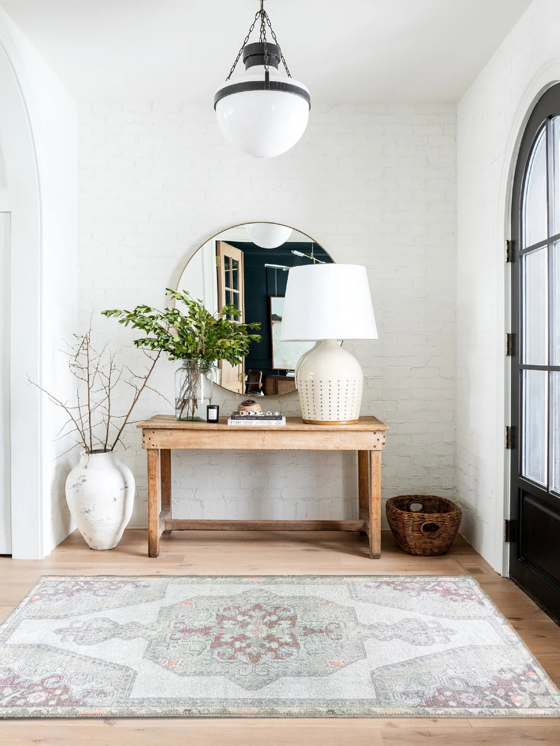 Vera Rug Neutral Turkish Gray Pastel Muted Green Ivory Rug