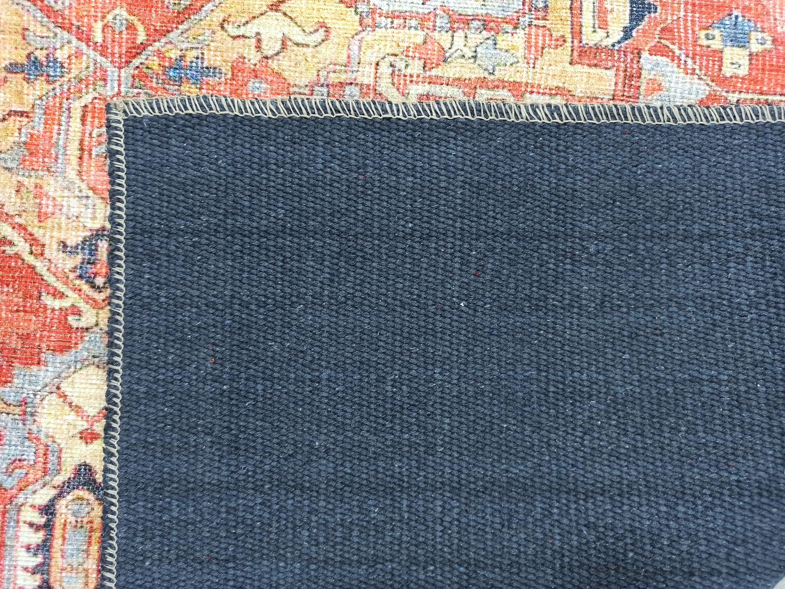 Karine Yellow Burnt Orange Distressed Vintage Persian Rug