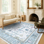 Wafiya Cream Green Modern Oushak Rug