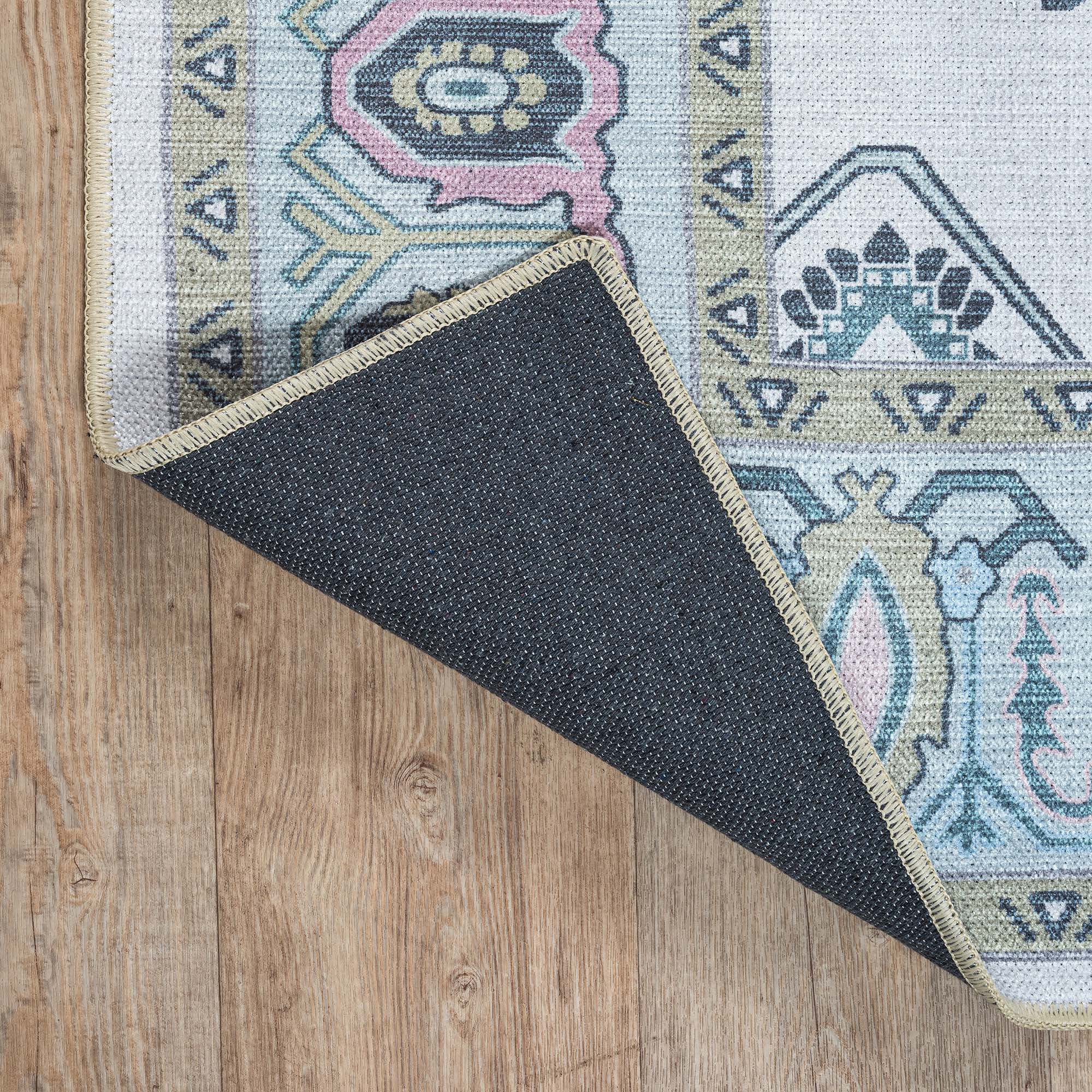 Wafiya Cream Green Modern Oushak Rug