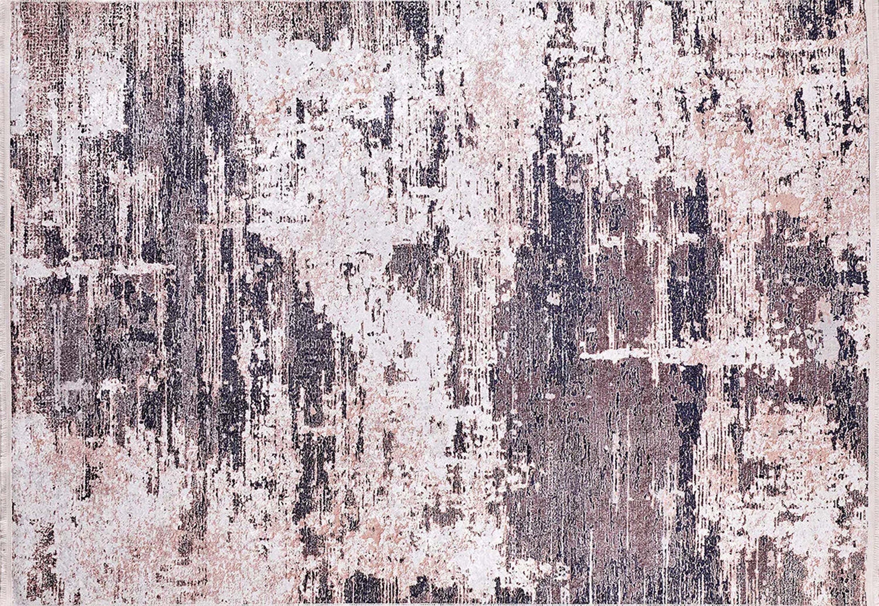 Yara Turkish Distressed Abstract Blush Pink &amp; Green Rug